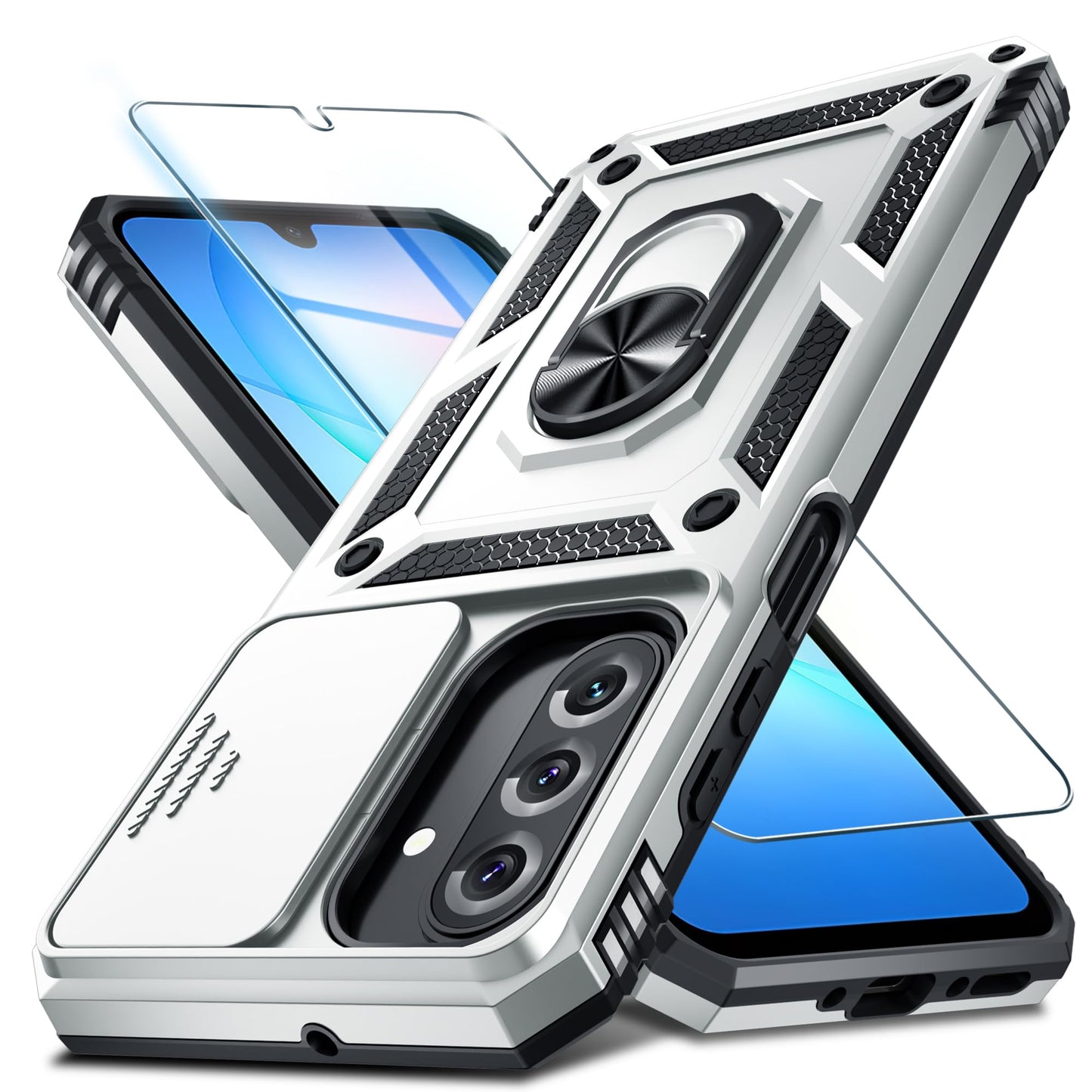 for Samsung Galaxy A37/A36 Case Built in Slide Camera Cover,Black
