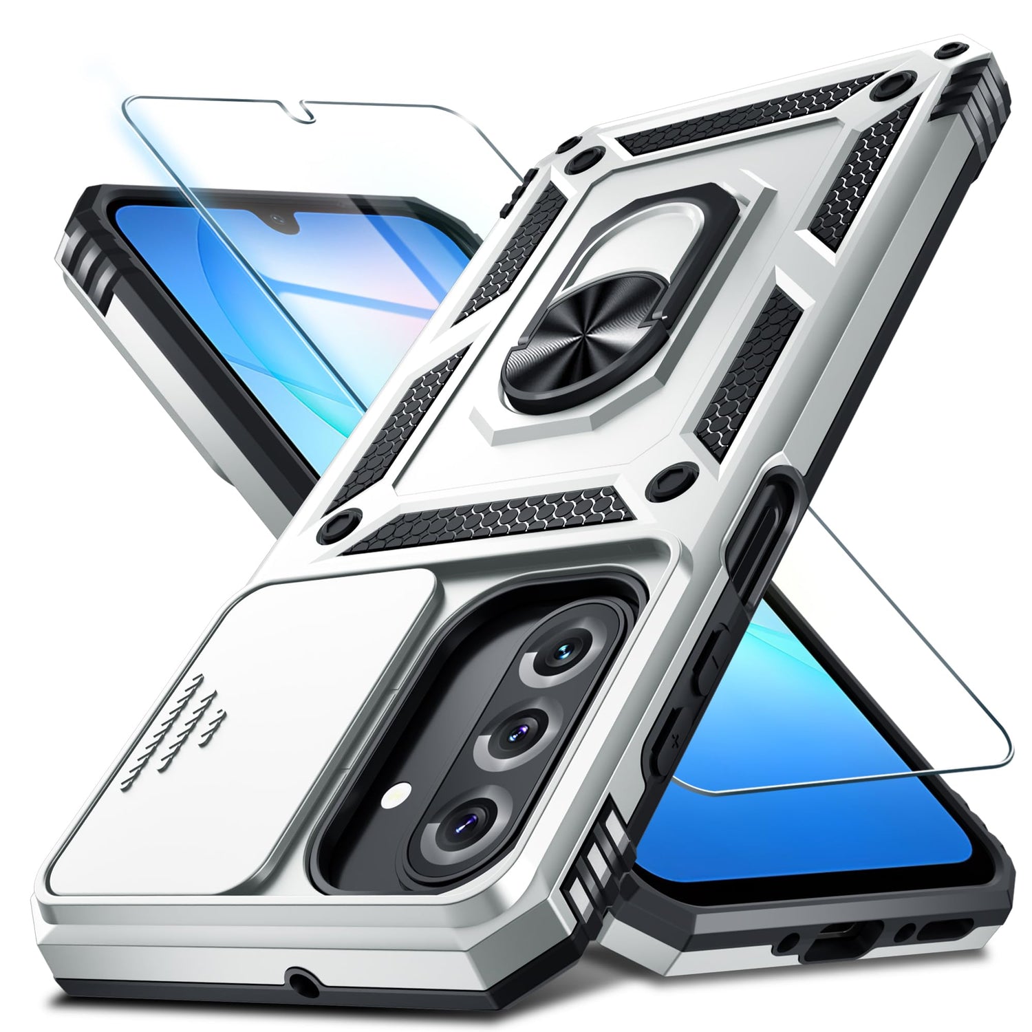 for Samsung Galaxy A37/A36 Case Built in Slide Camera Cover,Black