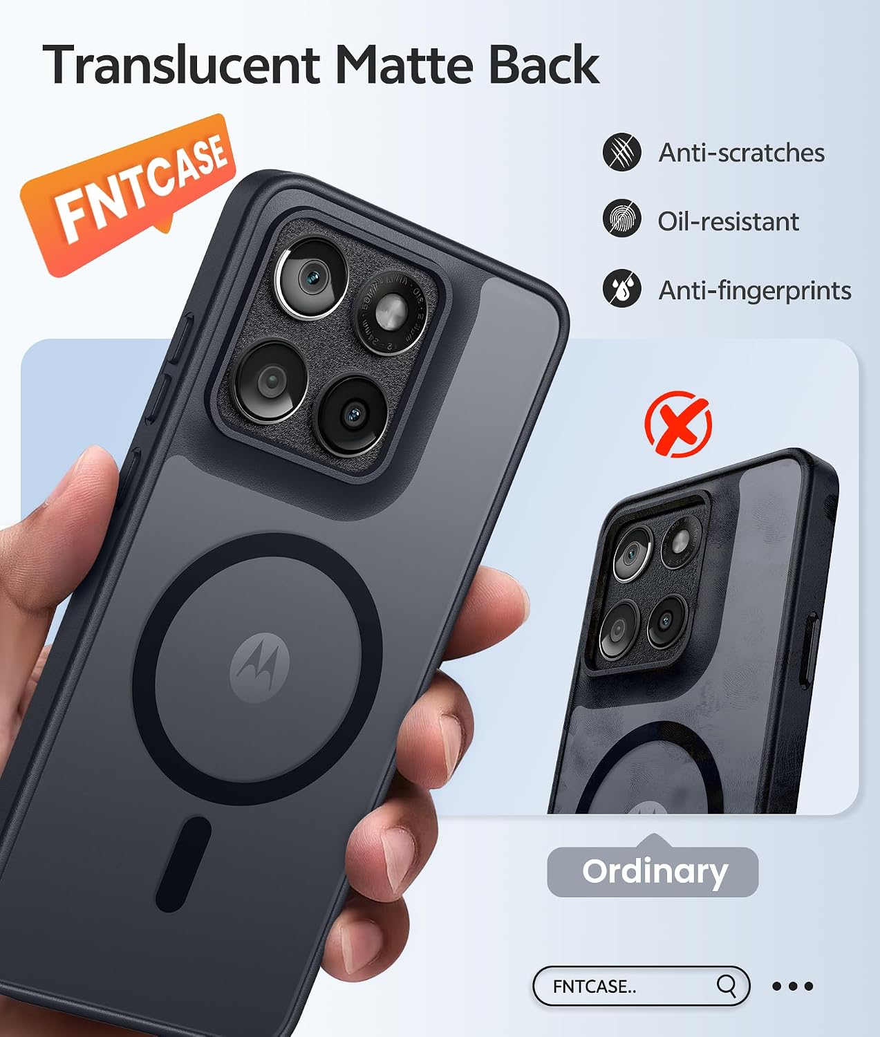 FNTCASE for Motorola Edge 2026 Magnetic Case: [Compatible with Magsafe] Translucent Matte Cases with [Screen Protector] Military Grade Shockproof Protective Phone Cover(6.5 inch/Black)