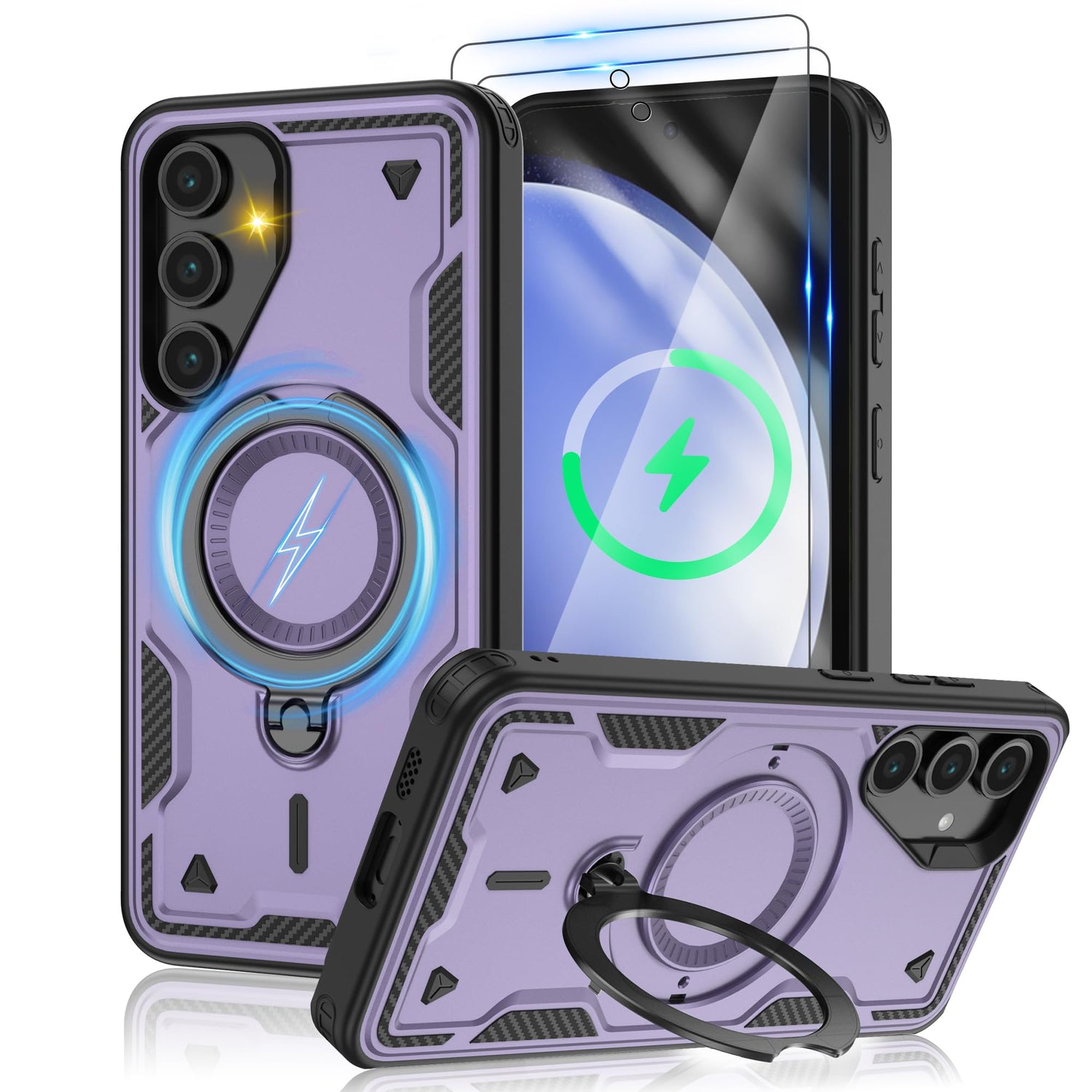 for Samsung Galaxy-S23-Ultra-Case with Magsafe & [HD Screen Protector×2][Anti-Fingerprint], 360° Metal Rotated Kickstand,Military Grade Shockproof Protective for Galaxy S23 Ultra Case,Light Blue