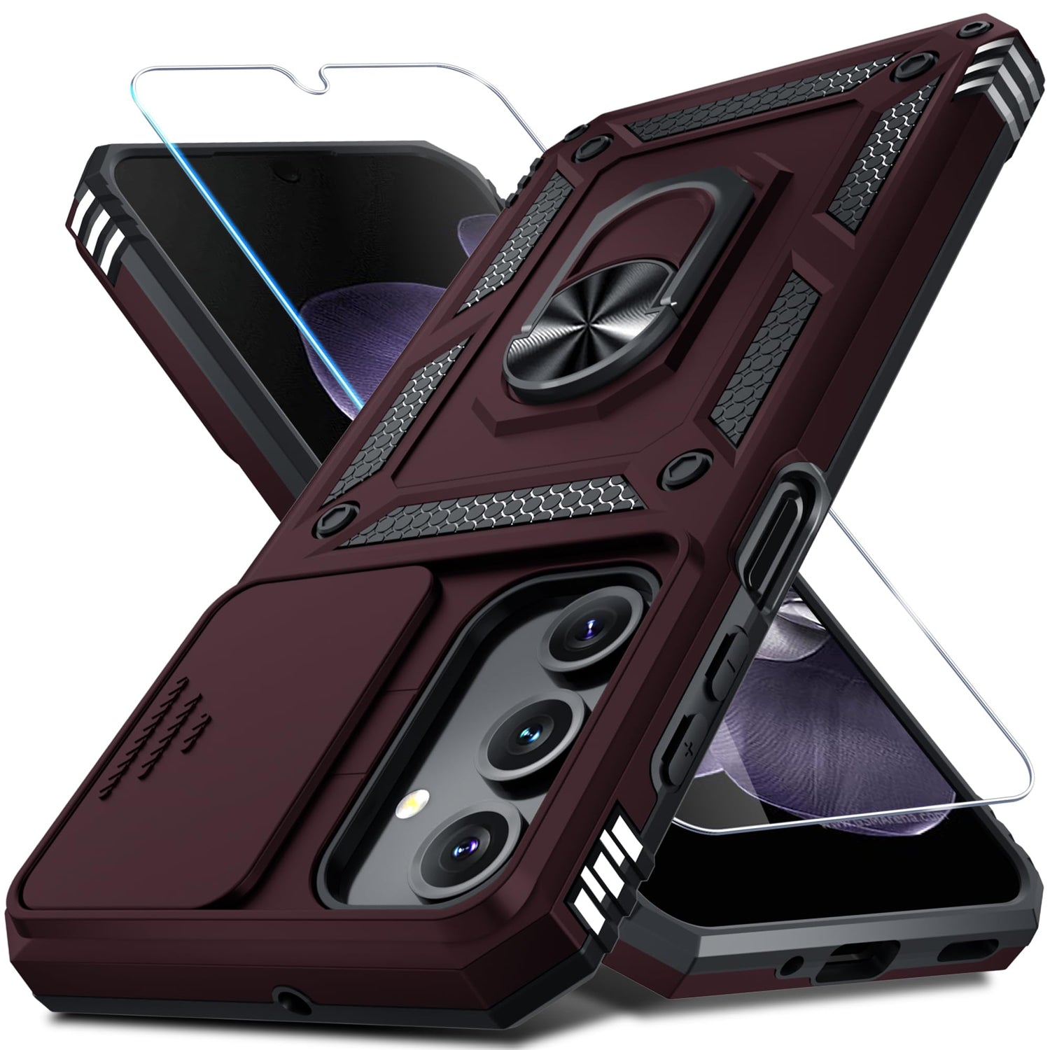 Janmitta for Samsung Galaxy A57 Case Built in Slide Camera Cover,Black