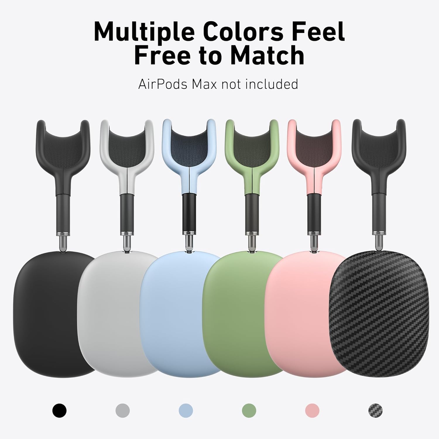 Case Cover for AirPods Max Headphones,AHBTEYM Carbon Fiber Texture TPU Ear Cups Case/Ear Pads/Headband Silicone Cover Compatible with Apple AirPod Max Accessories Protector (Matte Black)