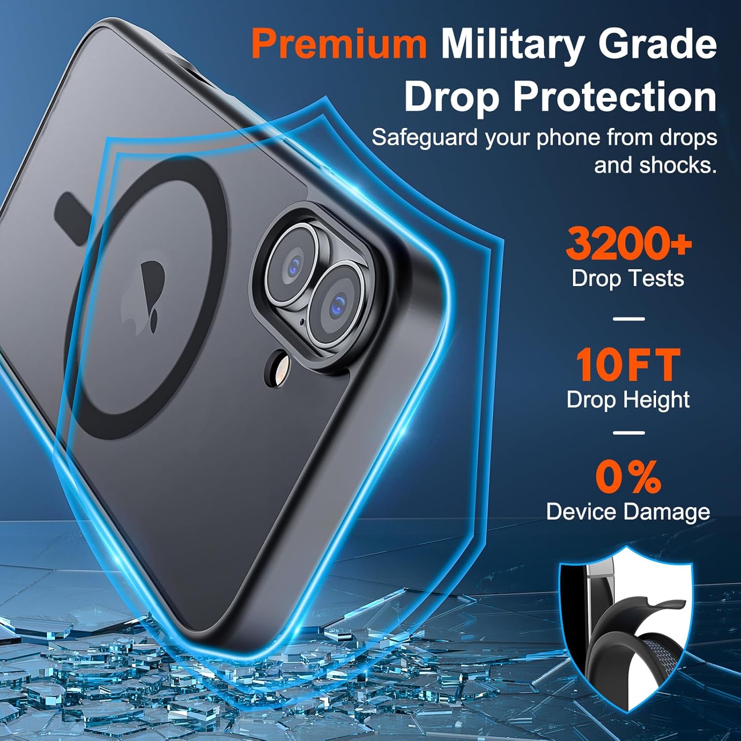 SUPFINE Magnetic for iPhone 17 Case (Compatible with MagSafe)(Military Grade Drop Protection) Translucent Matte Shockproof with Anti-Fingerprint Phone Cover,Black