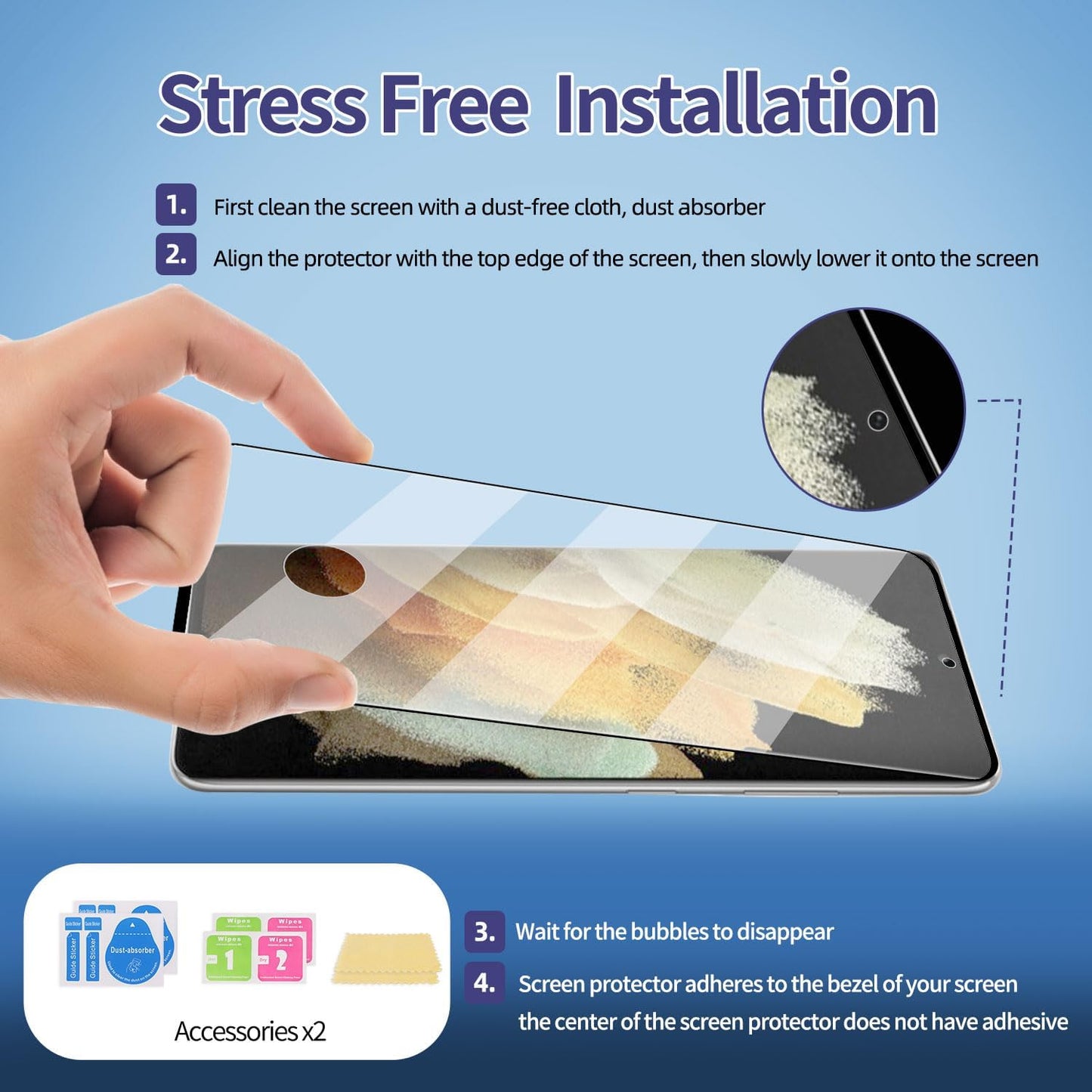 for Samsung Galaxy S21 Ultra Glass Screen Protector + Camera Lens Protector, 9HD Tempered Glass, Case Friendly, Anti Scratch Bubble Free Ultra Resistant