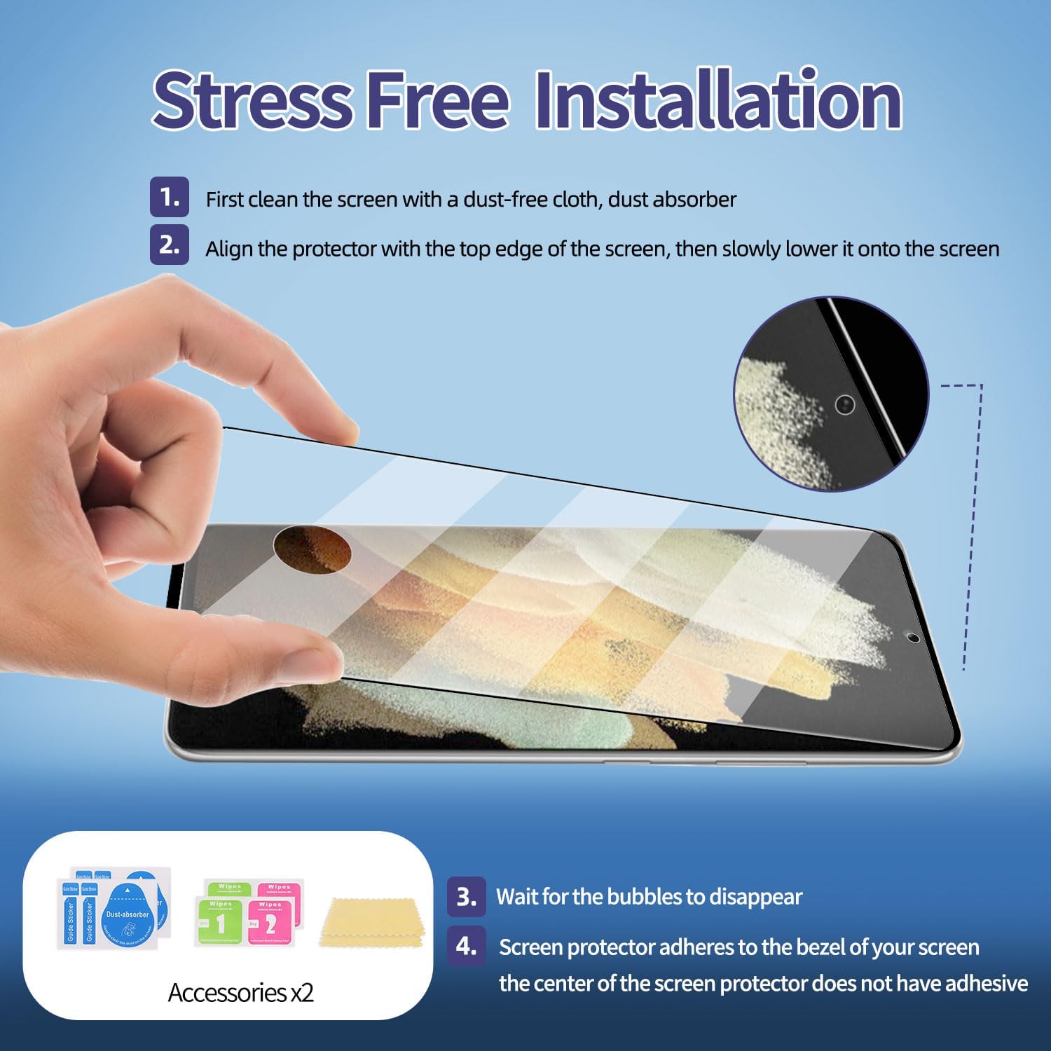 for Samsung Galaxy S21 Ultra Glass Screen Protector + Camera Lens Protector, 9HD Tempered Glass, Case Friendly, Anti Scratch Bubble Free Ultra Resistant