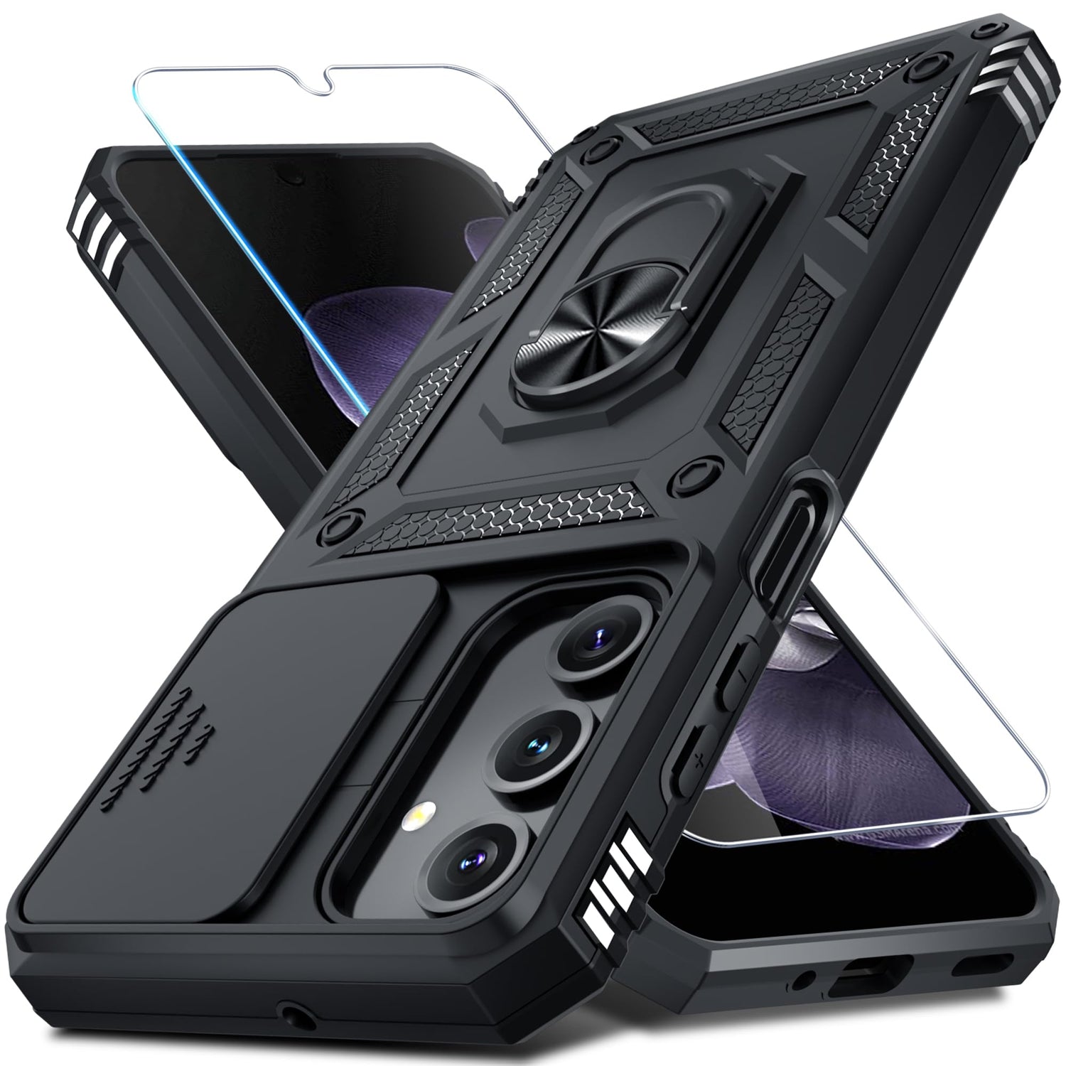 for Samsung Galaxy A37/A36 Case Built in Slide Camera Cover,Black