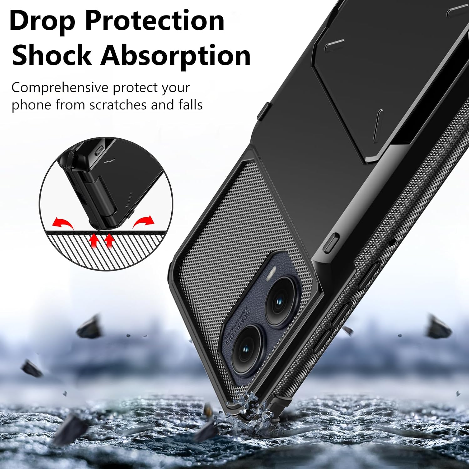 Vofolen for Motorola Edge 2024 Case Wallet with Card Holder Dual Layer Heavy Duty Shockproof Drop Protective Hidden Flip 4-Card Slot Slim Pocket Phone Cover for Moto Edge 2024 Case for Women Men-Black