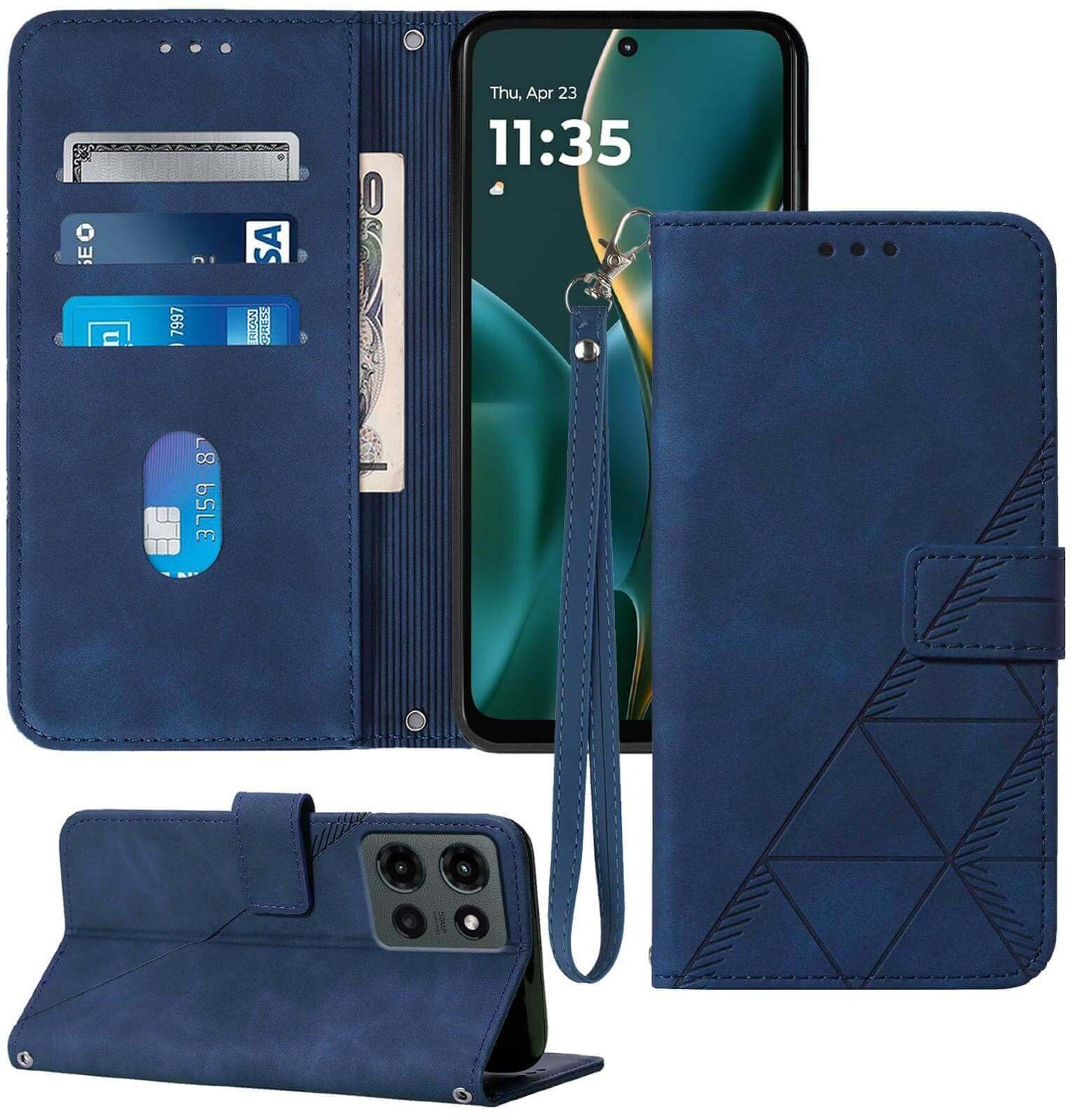 for Moto G Power 2025 Case Wallet, Card Holder Slots, Wrist Strap, TPU Interior Phone Protective, Stand PU Leather Folio Flip Cases Cover for Moto G Power - 2025 (Black)