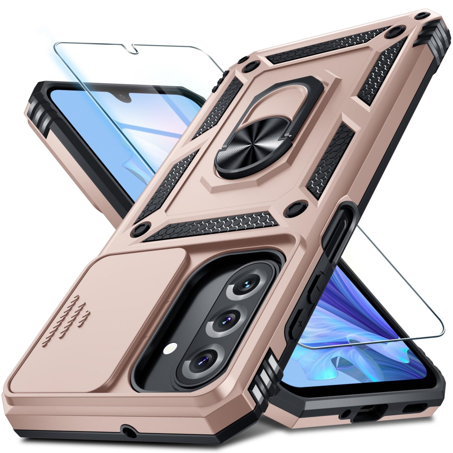 for Samsung Galaxy A37/A36 Case Built in Slide Camera Cover,Black