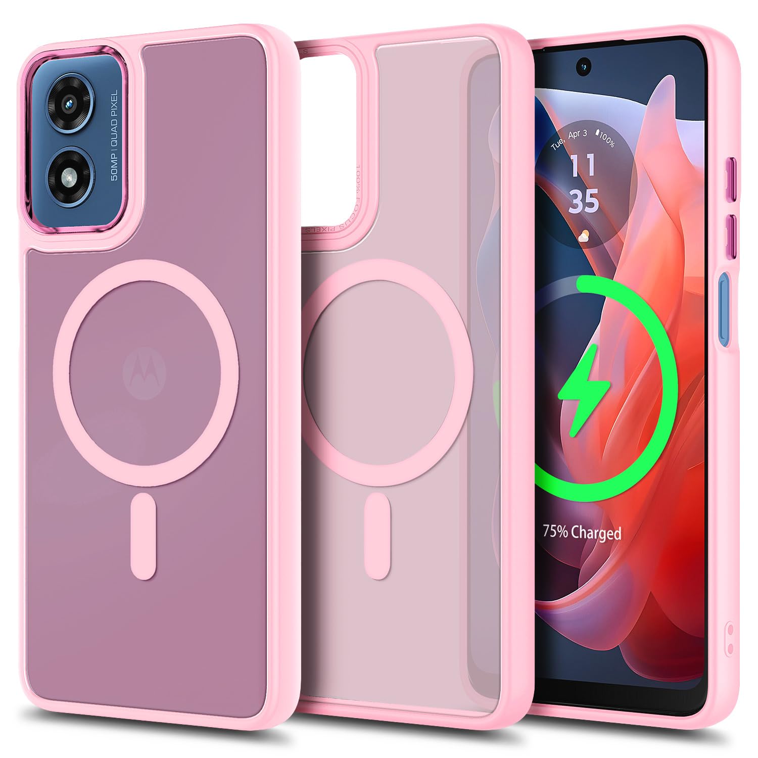 YZB Magnetic for Motorola Moto G Power-5G-2024 Case, Black | Compatible with MagSafe, Translucent Matte Scratch-Resistant Back, Military-Grade Protection Shockproof Slim Phone Cover