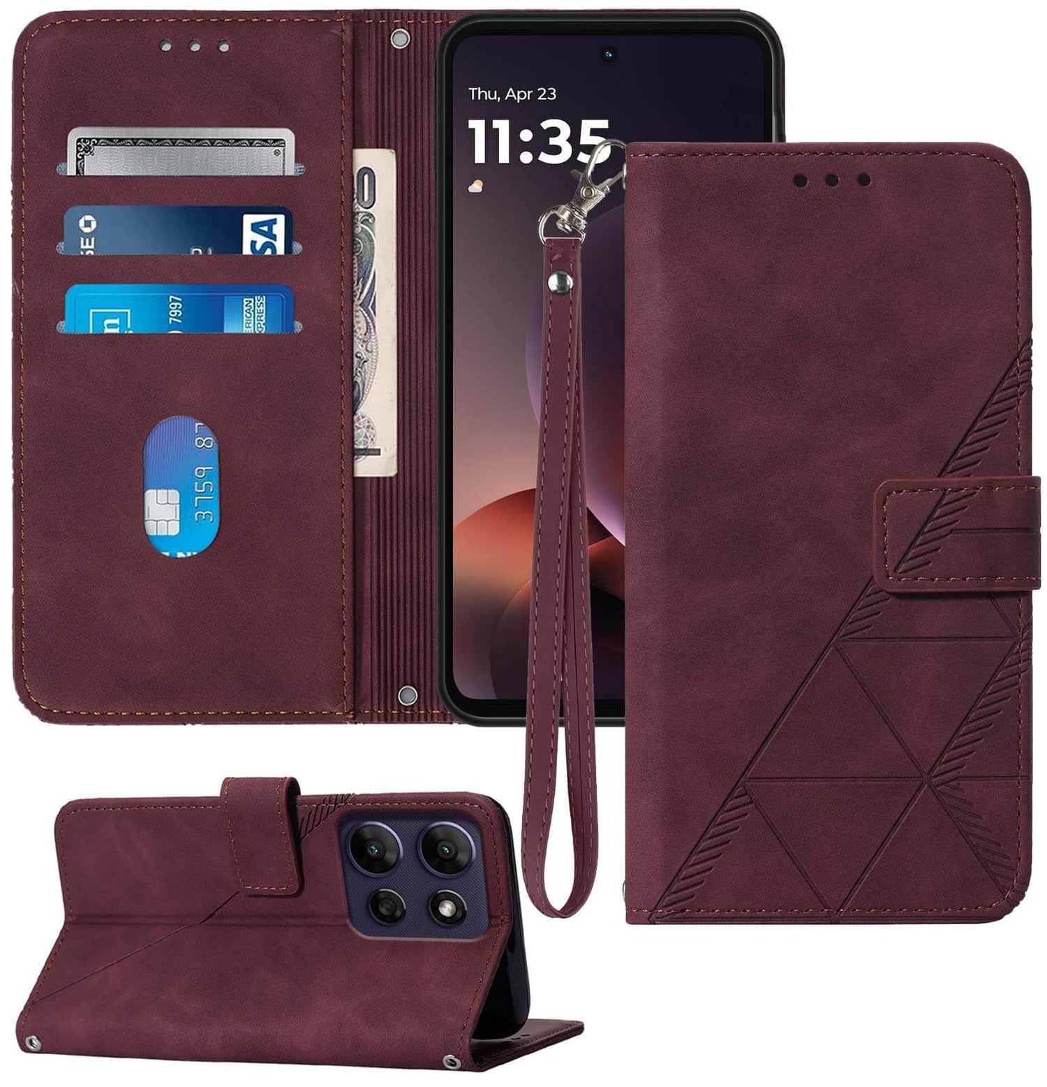 for Moto G Power 2026 Case Wallet, Card Holder Slots, Wrist Strap, TPU Interior Phone Protective, Stand PU Leather Flip Cases Cover for Moto G Power - 2026 (Black)