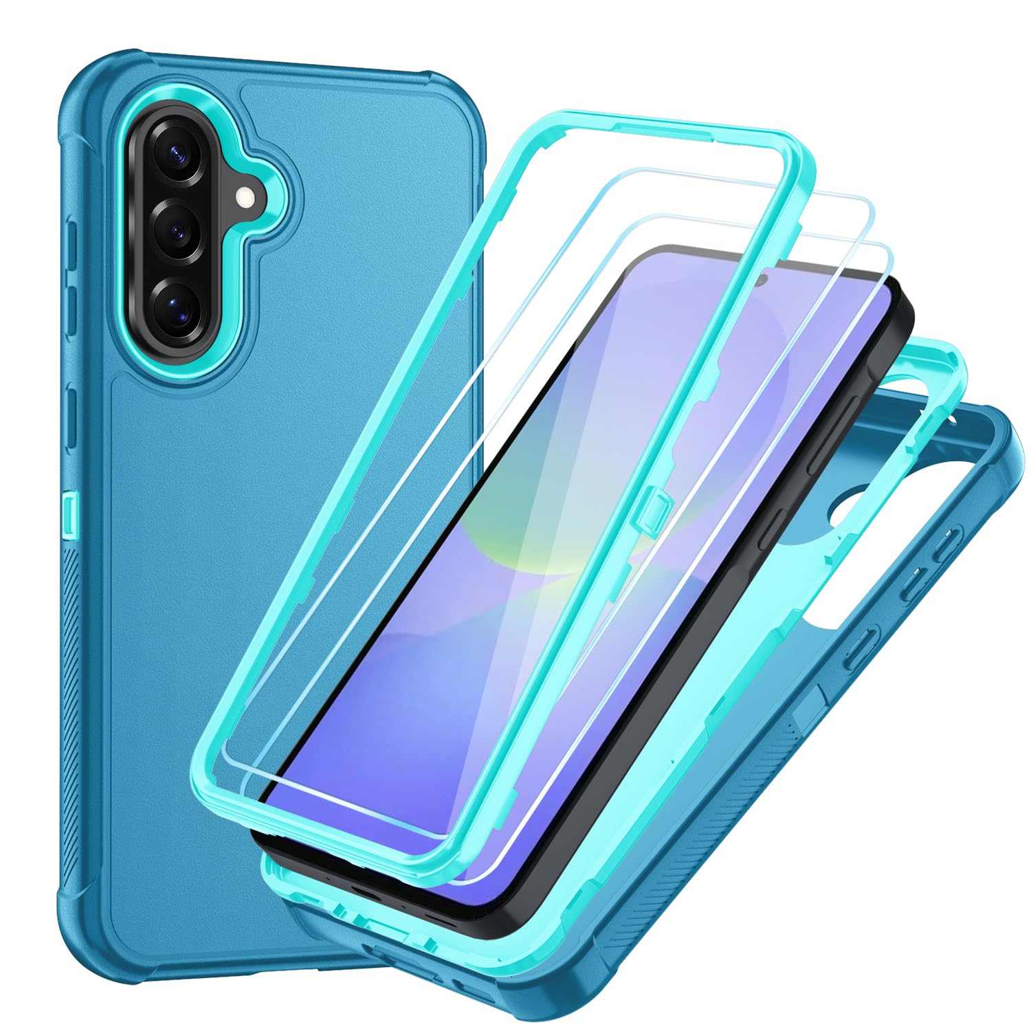 Case for Galaxy A25 5G Case, Samsung Galaxy A25 5G Case with HD Screen Protector [3 Layer] Military-Grade Heavy-Duty Shockproof Protective Phone Case for Samsung A25 5G,Black/Black