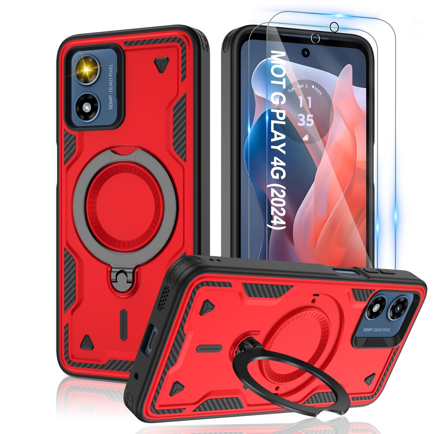 Gritup for Moto G Power 5G 2026/2025 Magnetic Case Compatible with MagSafe & HD Screen Protector×2 Metal Rotated Kickstand Military Grade Shockproof Protective Moto G Power 5G 2026/2025 Black