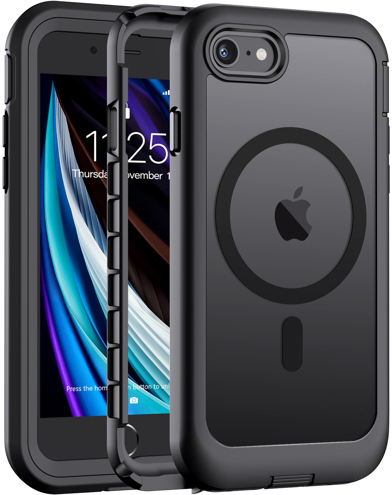Magnetic for iPhone 17 Case, [Compatible with MagSafe][Military Grade Drop Protection][Heavy Duty Protection][Non-Slip][Shockproof] 2-Layer Durable Bumper Phone Case 6.3''-Black