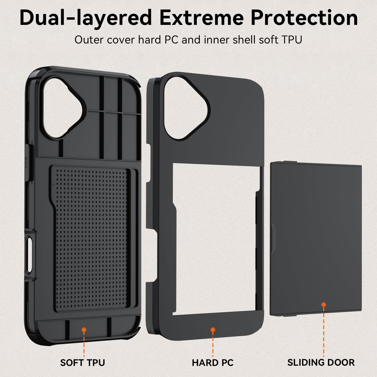Qinmay Compatible with iPhone 17 Case Wallet,Built-in Card Holder, Heavy Duty Protective Dual Layer Shockproof Hidden Card Slot Slim Wallet Phone Cover for iPhone 17 ，Black