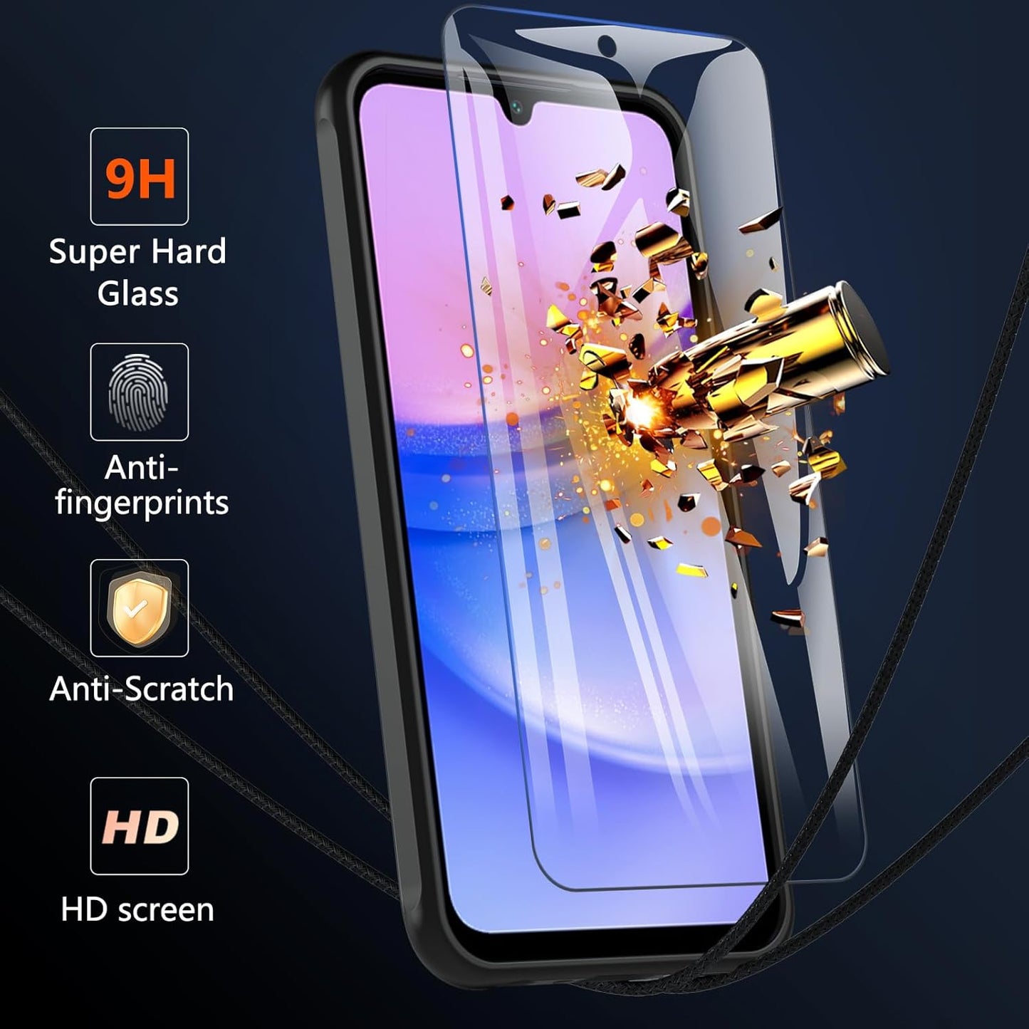 OWKEY Galaxy A15 5G Phone Case,Magnetic Samsung Galaxy A15 5G Case for Magsafe with Tempered Glass Screen Protector,[Shockproof Military] Translucent Back Slim Bumper Cover Samsung A15 5G case, Black