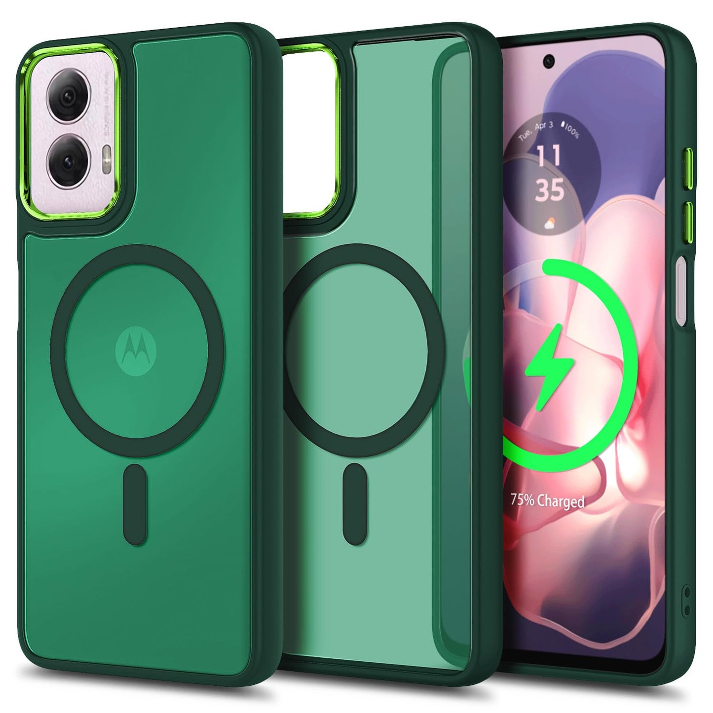 YZB Magnetic for Motorola Moto G Power-5G-2024 Case, Black | Compatible with MagSafe, Translucent Matte Scratch-Resistant Back, Military-Grade Protection Shockproof Slim Phone Cover