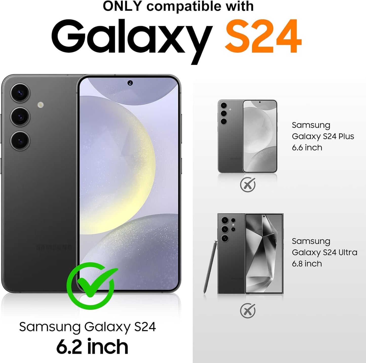 Designed for Magnetic Samsung Galaxy S24 Case,[Compatible with MagSafe] [Military Grade Drop Protection] Slim Translucent Matte Shockproof with Anti-Fingerprint Phone Case-Black