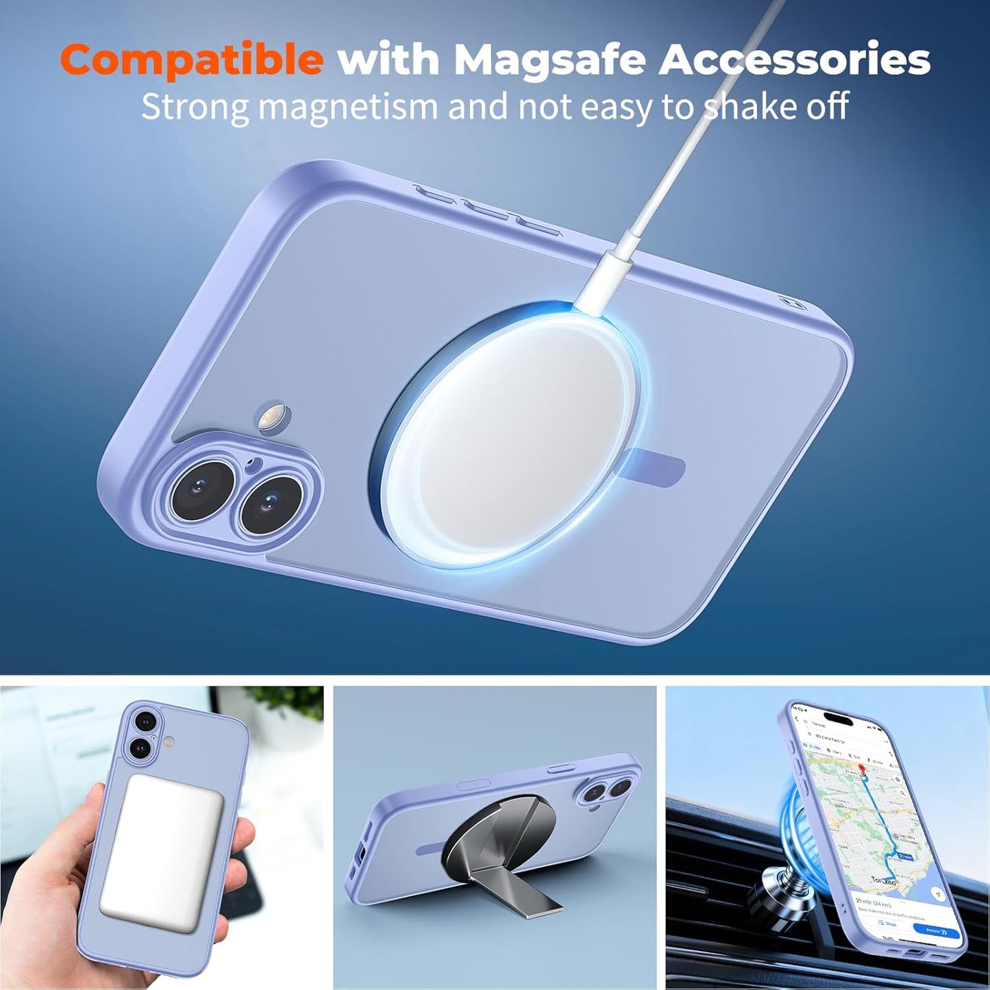 Magnetic for iPhone 17 Case, Upgraded [Camera Control Button] [Full Camera Protection] [with 1 Screen Protector] Translucent Matte Shockproof Protective Phone Cover, Mist Blue