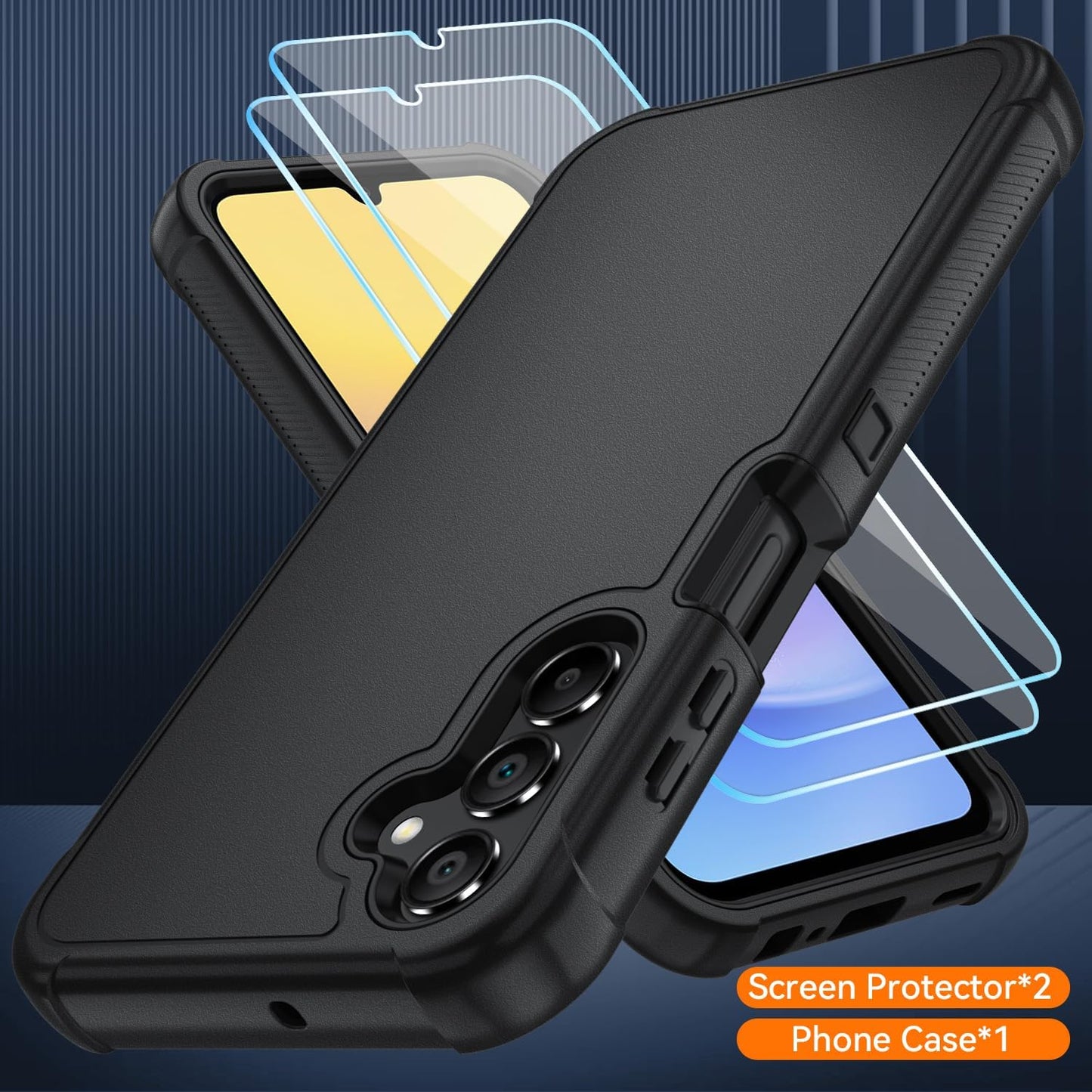 Case for Galaxy A25 5G Case, Samsung Galaxy A25 5G Case with HD Screen Protector [3 Layer] Military-Grade Heavy-Duty Shockproof Protective Phone Case for Samsung A25 5G,Black/Black