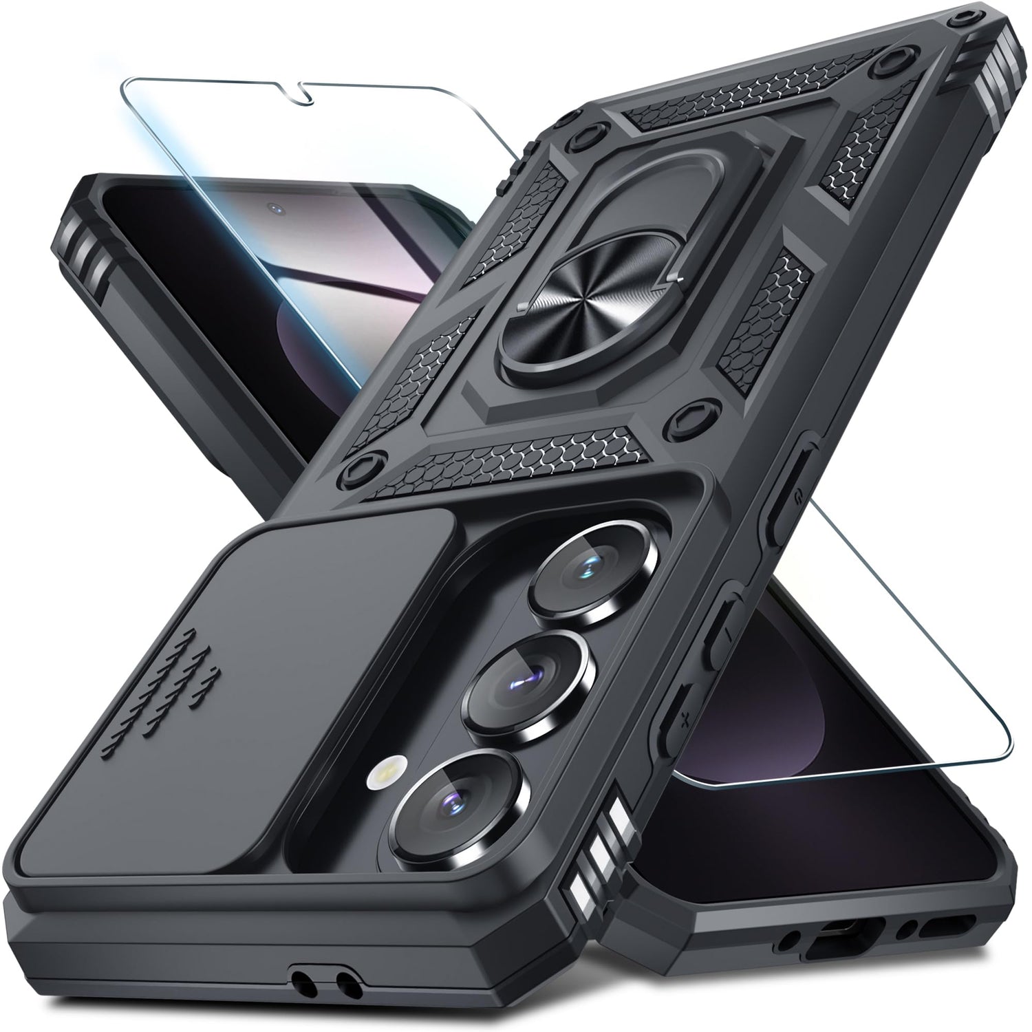 Janmitta for Samsung Galaxy A57 Case Built in Slide Camera Cover,Black