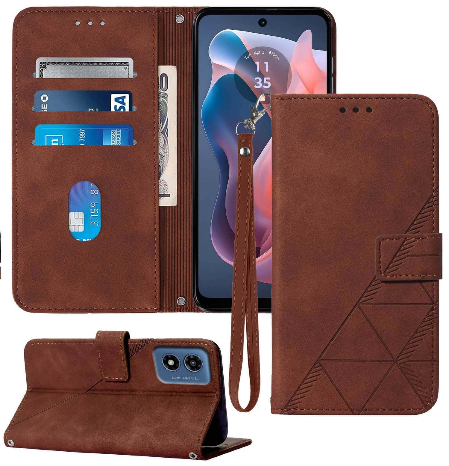 for Moto G Power 5G 2024 Case Wallet, Card Holder Slots, Wrist Strap, TPU Interior Protective, Stand PU Leather Flip Cover for Moto G Power 5G 2024 (Black)