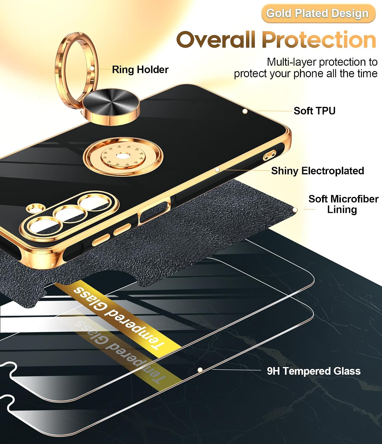 LeYi for Samsung Galaxy A26-5G Phone Case 360° Magnetic Kickstand, Black