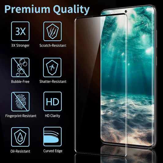 3 Pack Galaxy S21 Ultra Screen Protector Tempered Glass, Ultrasonic Fingerprint Compatible,3D Curved,HD Clear Tempered Glass for Samsung Galaxy S21 Ultra 5G Glass Screen Protector