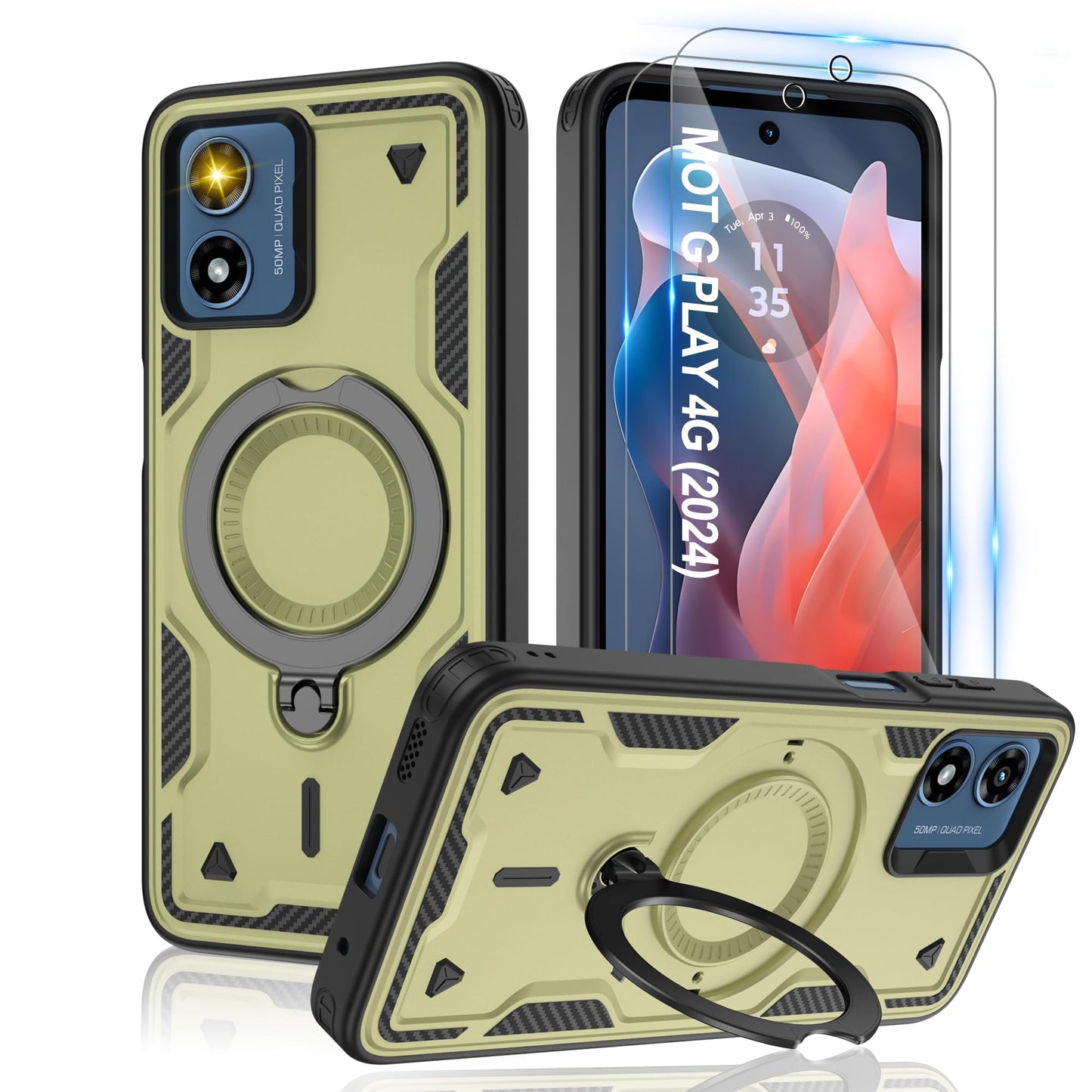 Gritup for Moto G Power 5G 2026/2025 Magnetic Case Compatible with MagSafe & HD Screen Protector×2 Metal Rotated Kickstand Military Grade Shockproof Protective Moto G Power 5G 2026/2025 Black