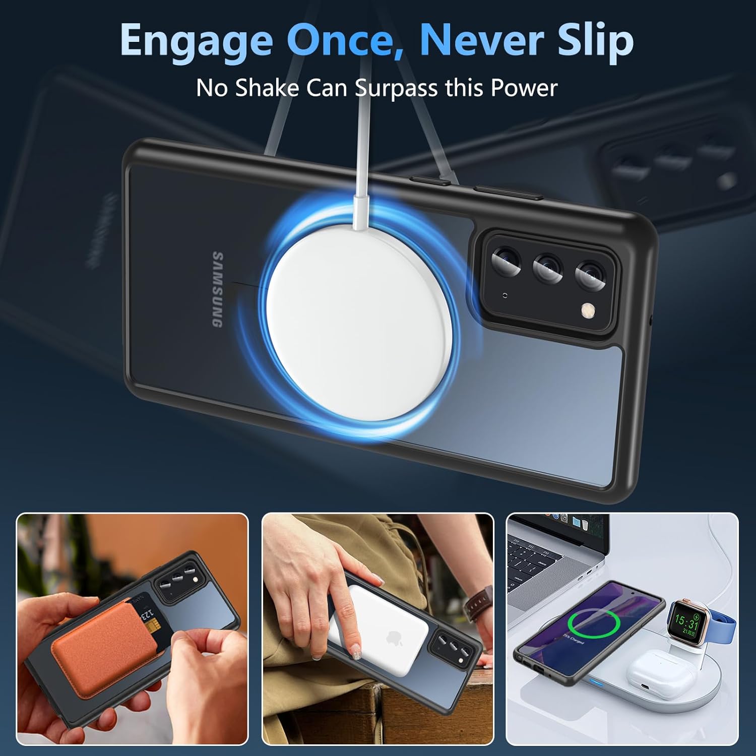 OWKEY Case for Samsung Galaxy Note 20,Magnetic Galaxy Note 20 Phone Case [Compatible with MagSafe] Anti-Fingerprint Translucent Matte Shockproof Protective Case for Samsung Note 20 (Black)