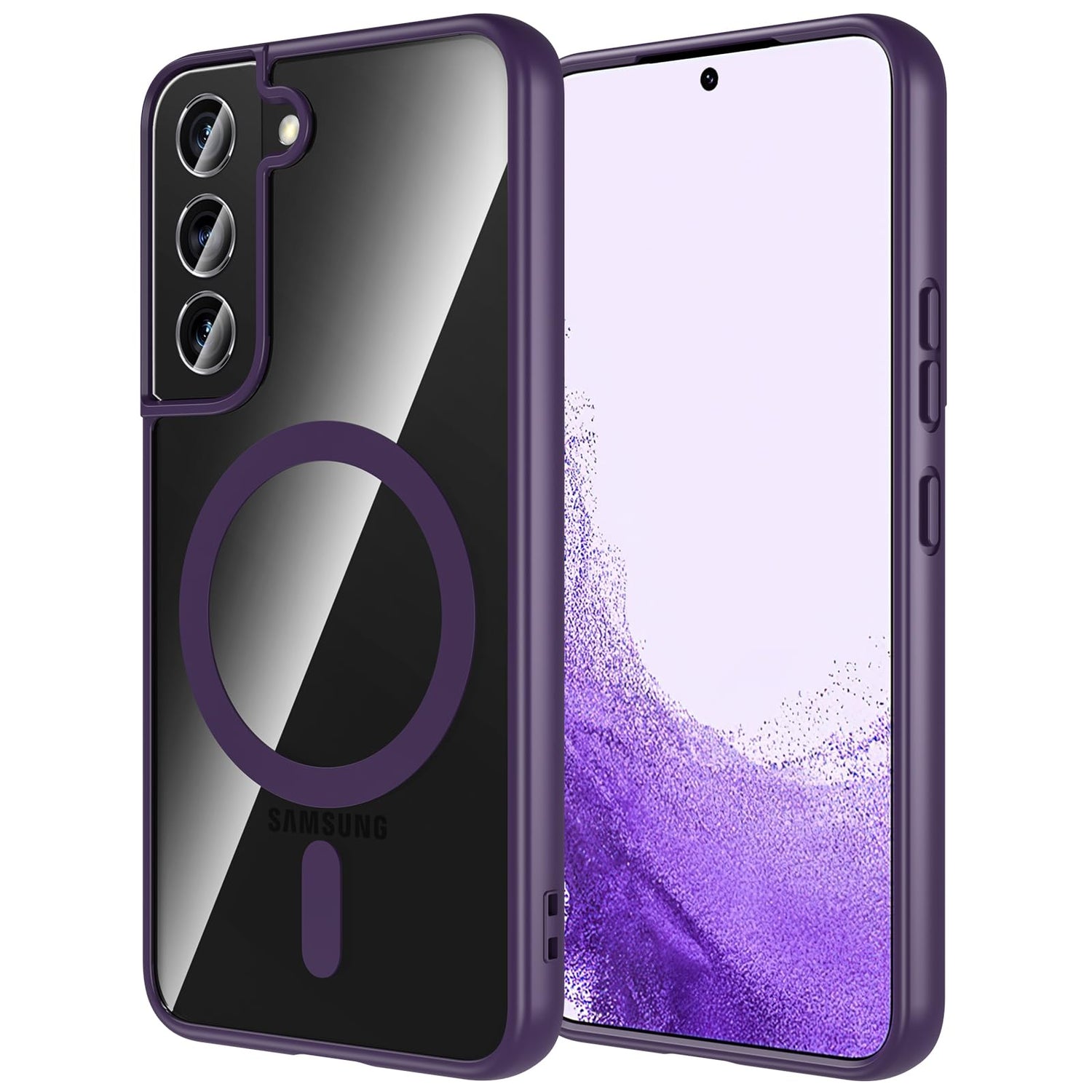 Hensinple for Samsung Galaxy S22 Ultra Case Magnetic, Galaxy S22 Ultra Phone Case [Compatible with Magsafe] Wireless Charging Translucent Back Cover Case 6.8 Inch,Black