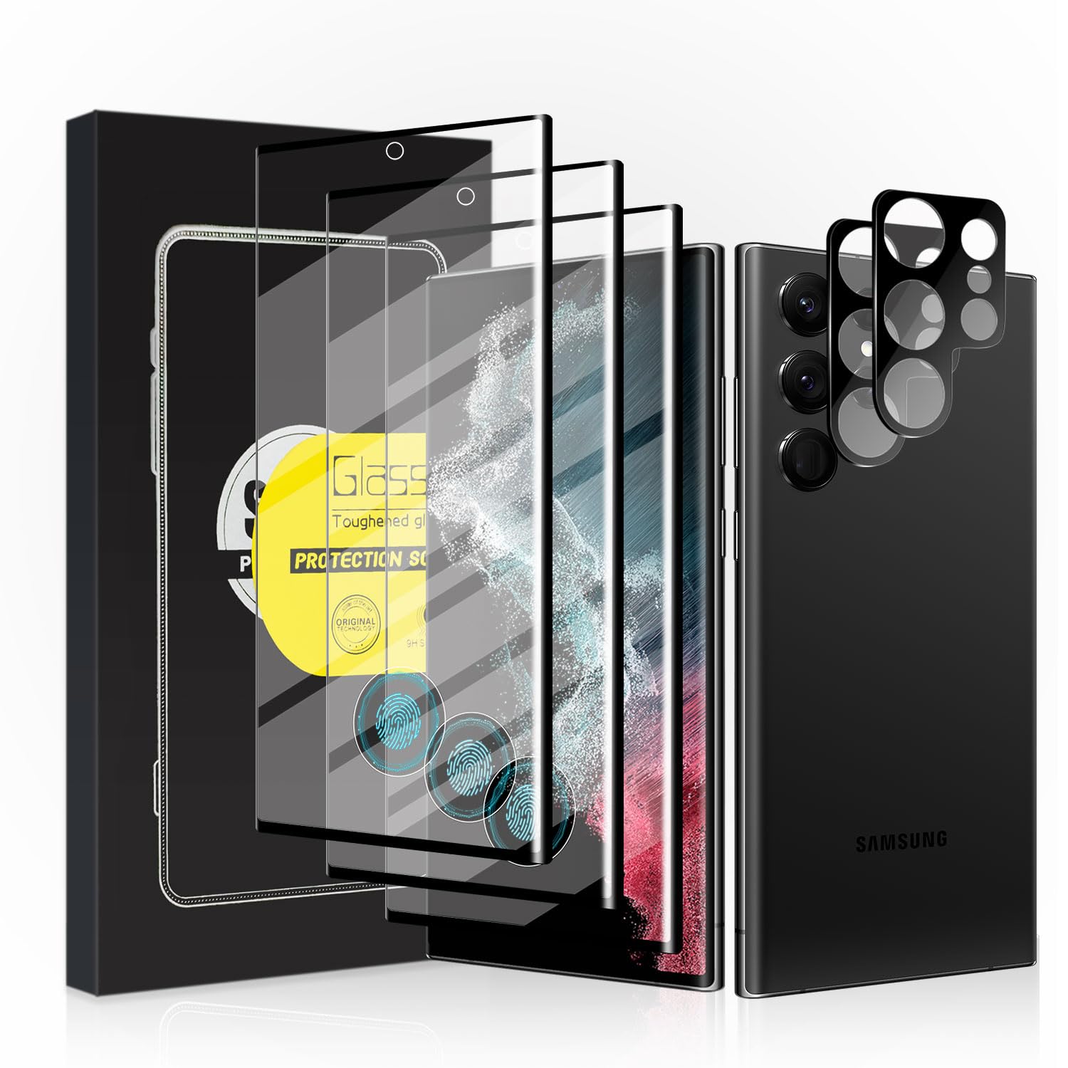 for Samsung Galaxy S21 Ultra Glass Screen Protector + Camera Lens Protector, 9HD Tempered Glass, Case Friendly, Anti Scratch Bubble Free Ultra Resistant