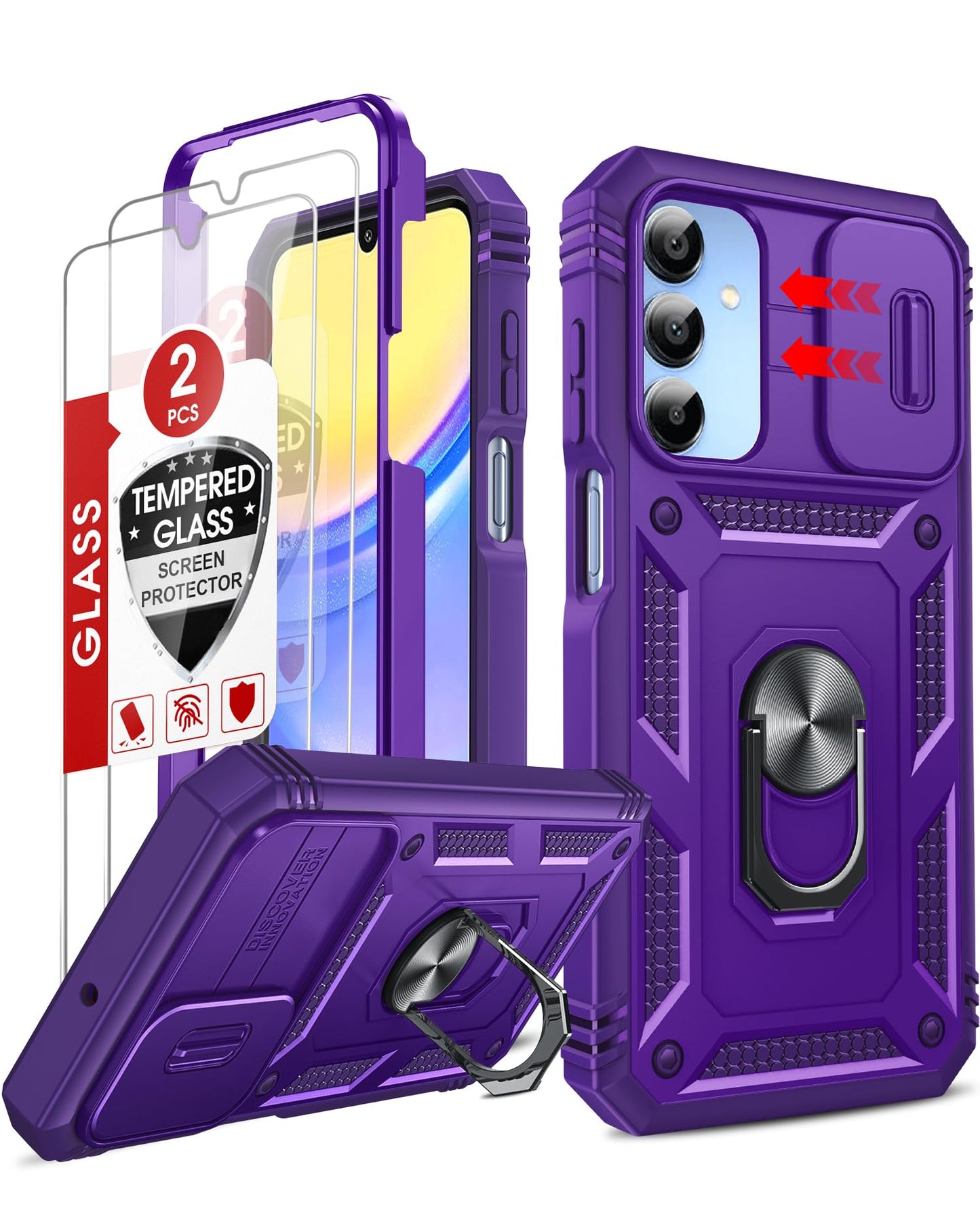 LeYi Compatible for Samsung Galaxy S24-FE Case: [𝗡𝗼𝘁 𝗳𝗶𝘁 𝗦𝟮𝟰 𝟱𝗚] Samsung S24 FE Case with S24FE Screen Protector X2 & Magnetic Stand, Military-Grade Cell Galaxy S 24 FE Phone, Black