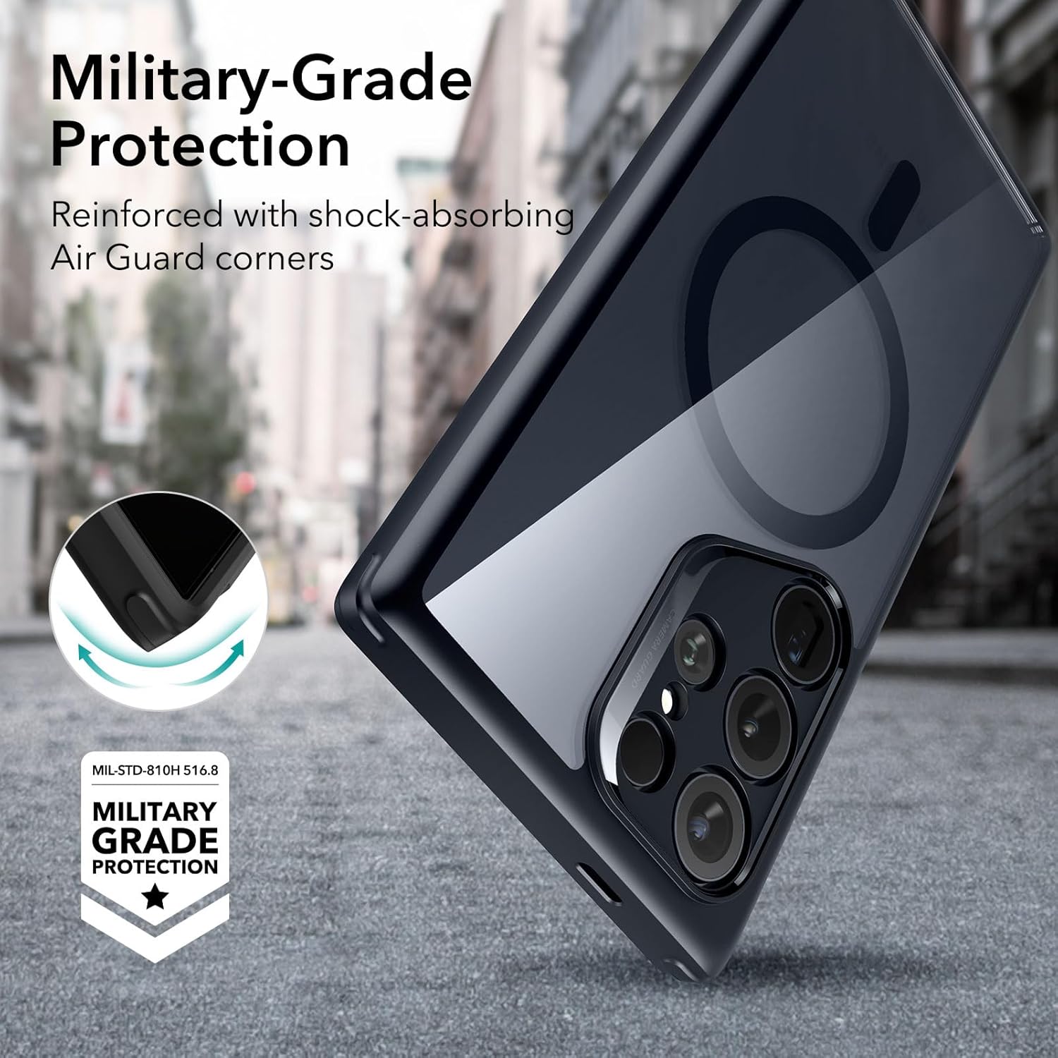 ESR for Samsung S24 Ultra Case, Compatible with MagSafe, Magnetic Case for Samsung Galaxy S24 Ultra, Military-Grade Protection, Yellowing Resistant, Classic Series, Clear Black