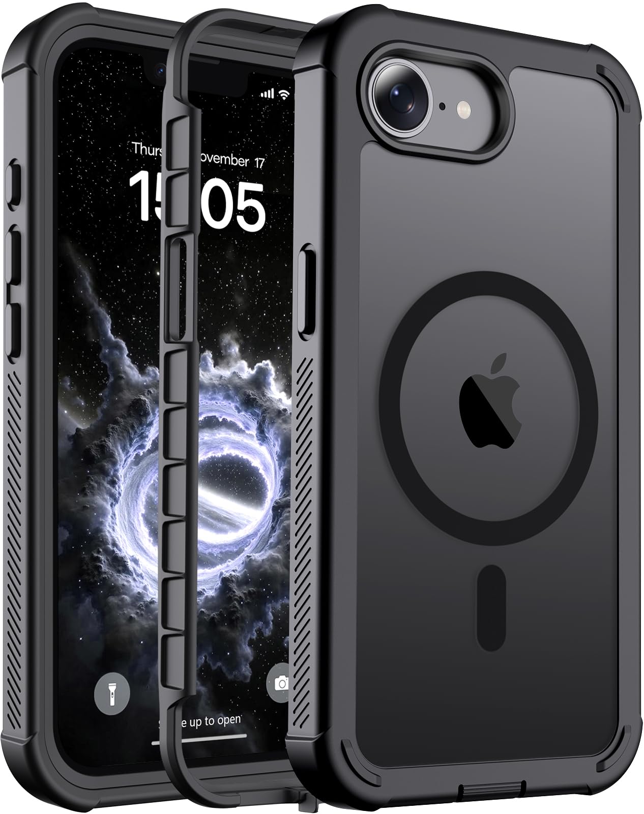 Magnetic for iPhone 17 Case, [Compatible with MagSafe][Military Grade Drop Protection][Heavy Duty Protection][Non-Slip][Shockproof] 2-Layer Durable Bumper Phone Case 6.3''-Black