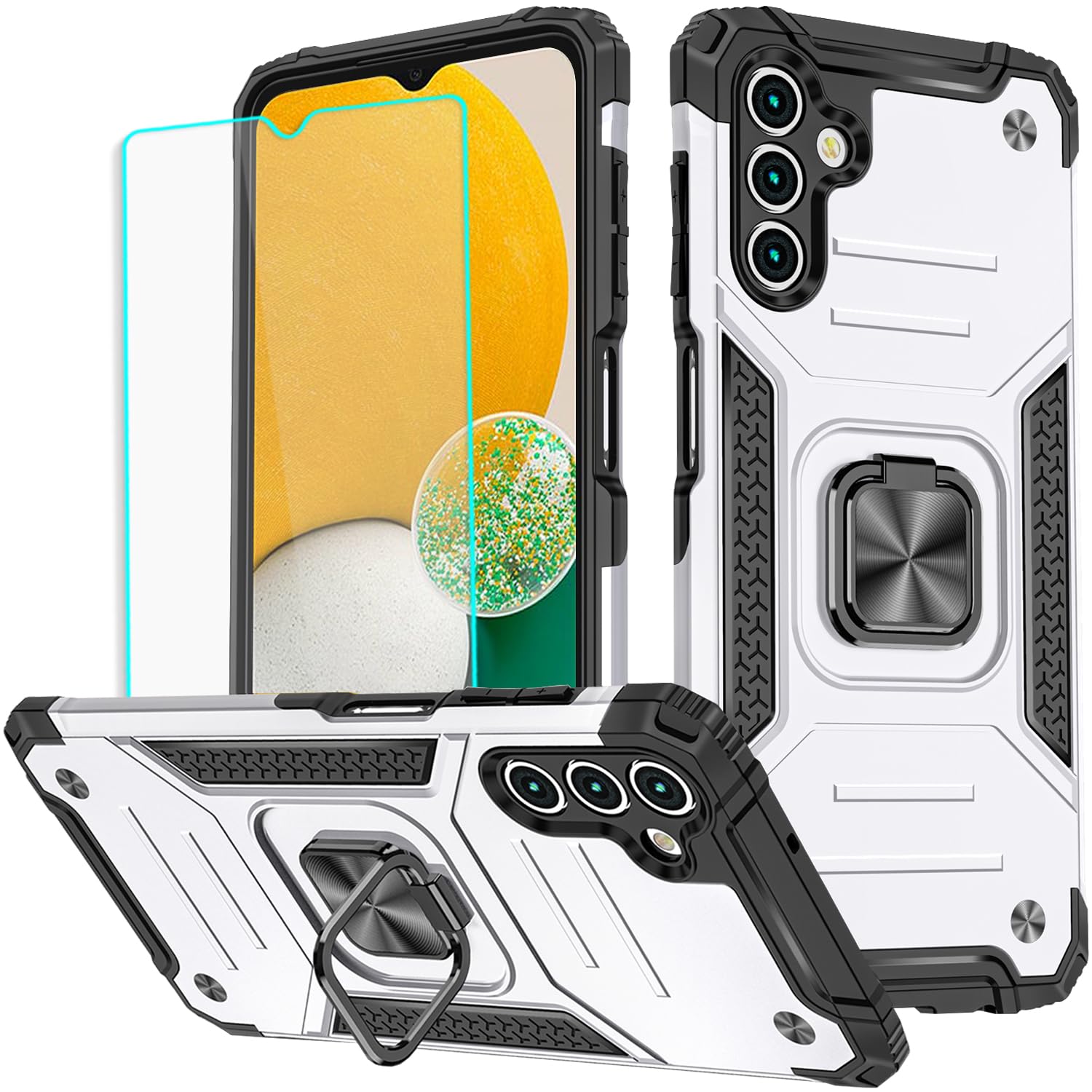 HNHYGETE for Galaxy A13 5G Phone Case with Screen Protector, 360°Military Grade Rotatable Kickstand [Heavy Duty] Protective Cases for Samsung Galaxy A13 5G (Green)