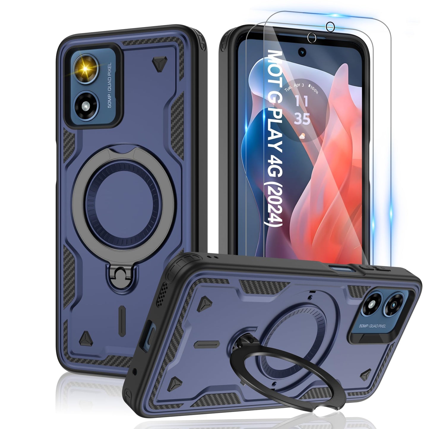 Gritup for Moto G Power 5G 2026/2025 Magnetic Case Compatible with MagSafe & HD Screen Protector×2 Metal Rotated Kickstand Military Grade Shockproof Protective Moto G Power 5G 2026/2025 Black