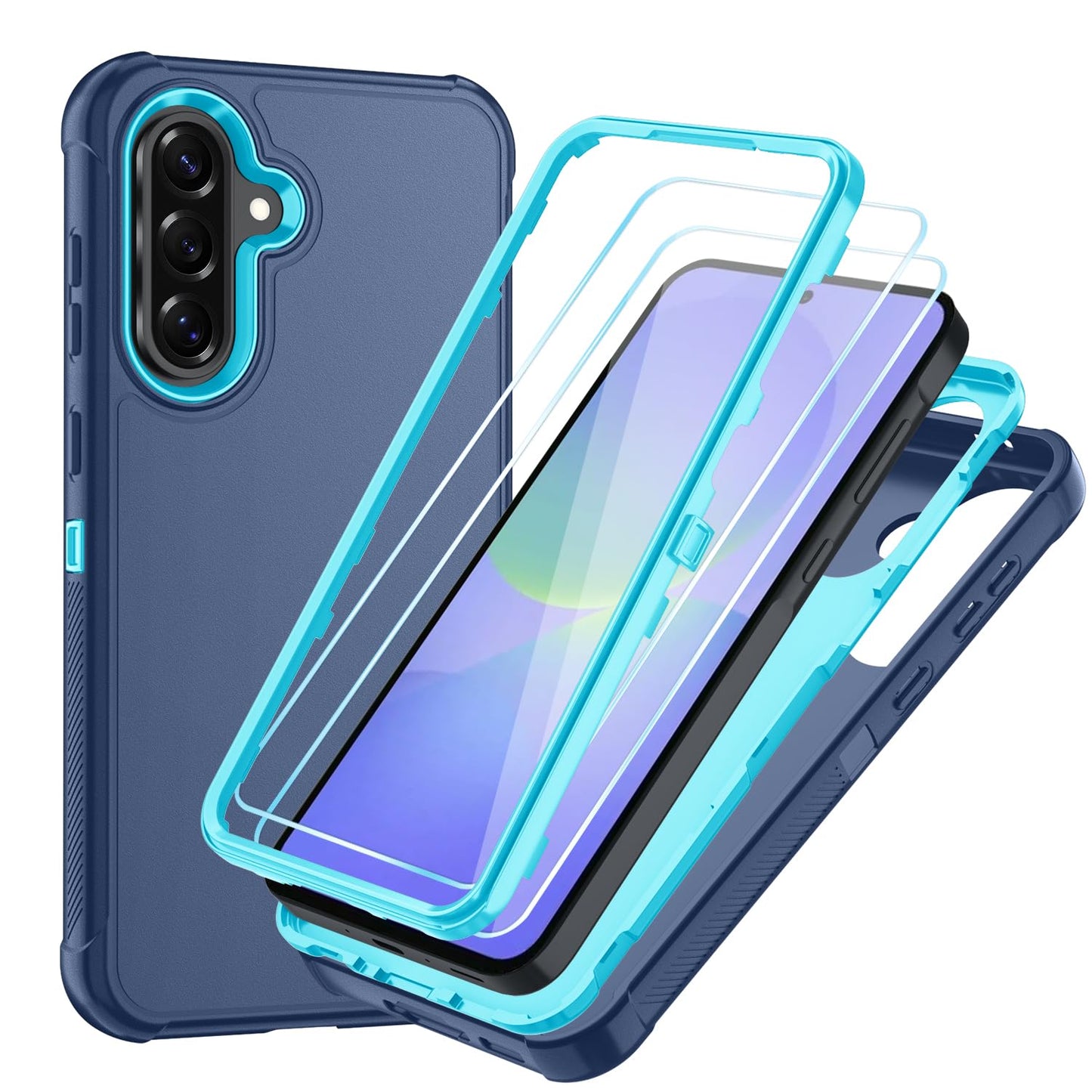 Case for Galaxy A25 5G Case, Samsung Galaxy A25 5G Case with HD Screen Protector [3 Layer] Military-Grade Heavy-Duty Shockproof Protective Phone Case for Samsung A25 5G,Black/Black