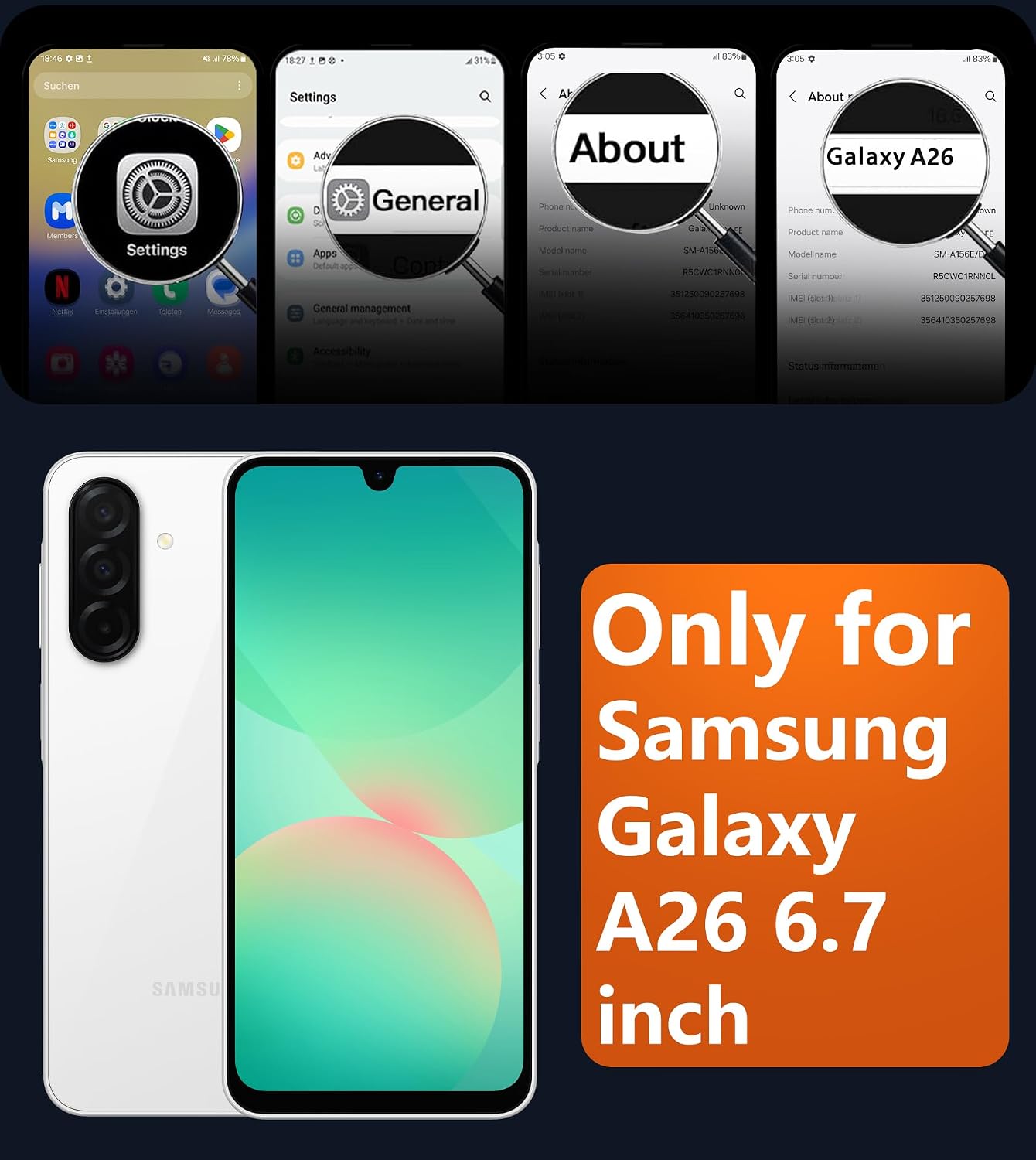 FNTCASE for Galaxy A26 5G Phone Case, Fit for Magsafe, Screen Protector