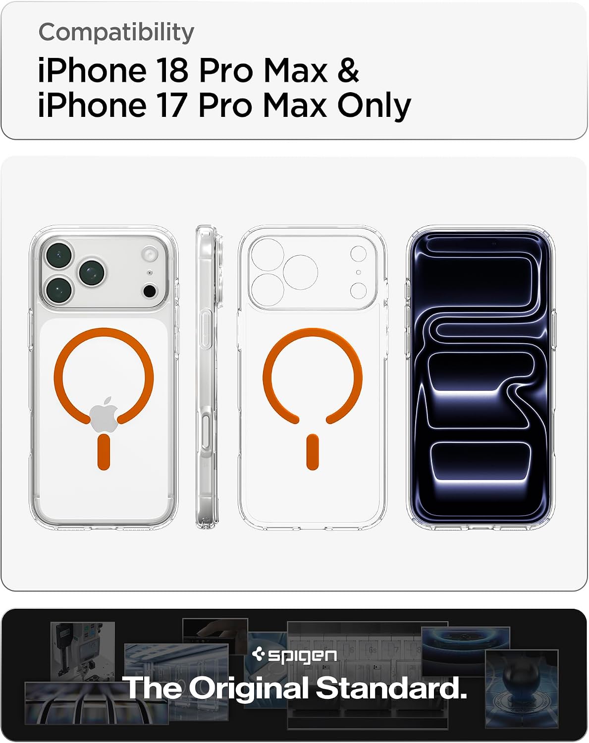 Spigen for iPhone 18 Pro Max Case, for iPhone 17 Pro Max Case, Clear Orange