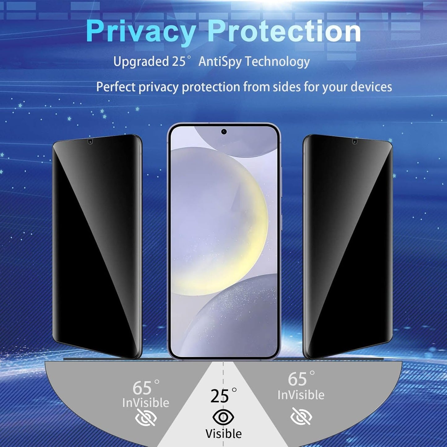 [2+2 Pack] Privacy Screen Protector Compatible with Galaxy S24 Plus with Camera Lens Protector, High Clarity, Anti-Spy Tempered Glass