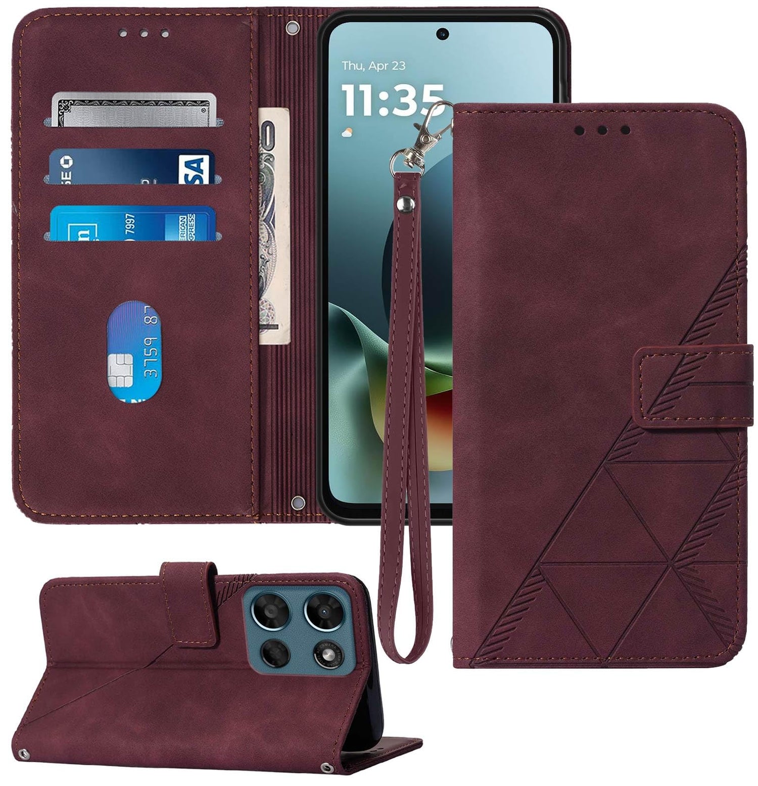 for Moto G Power 2026 Case Wallet, Card Holder Slots, Wrist Strap, TPU Interior Phone Protective, Stand PU Leather Flip Cases Cover for Moto G Power - 2026 (Black)