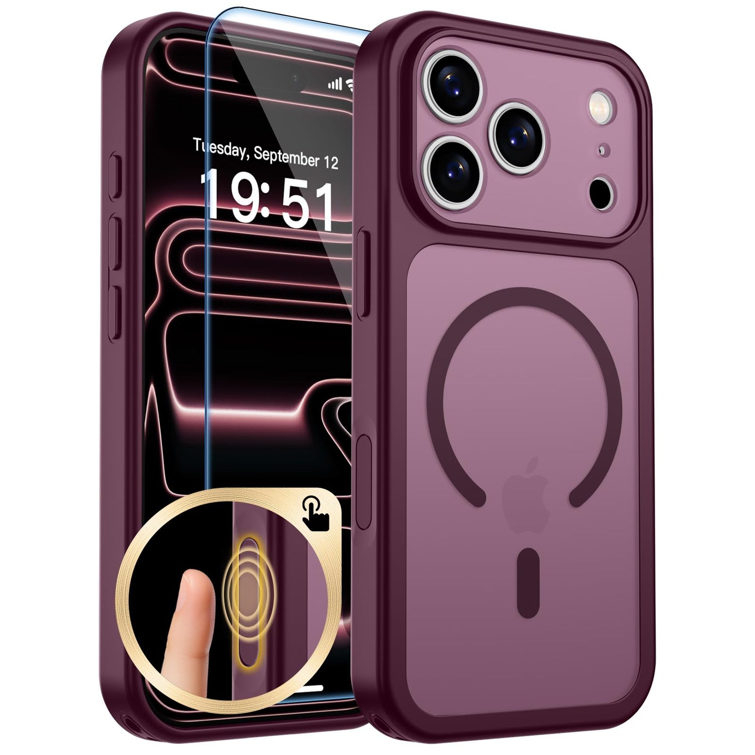 Magnetic for iPhone 17 Case, Upgraded [Camera Control Button] [Full Camera Protection] [with 1 Screen Protector] Translucent Matte Shockproof Protective Phone Cover, Mist Blue