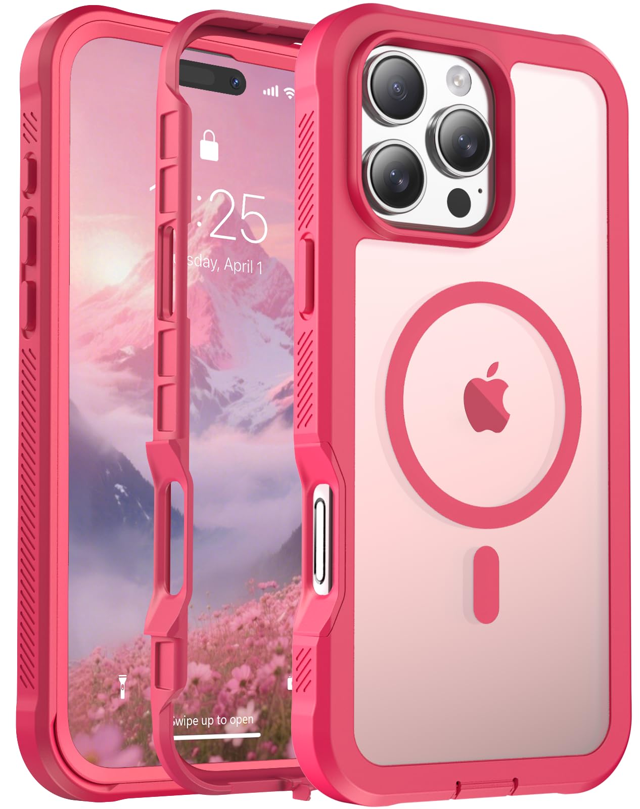 Magnetic for iPhone 17 Case, [Compatible with MagSafe][Military Grade Drop Protection][Heavy Duty Protection][Non-Slip][Shockproof] 2-Layer Durable Bumper Phone Case 6.3''-Black
