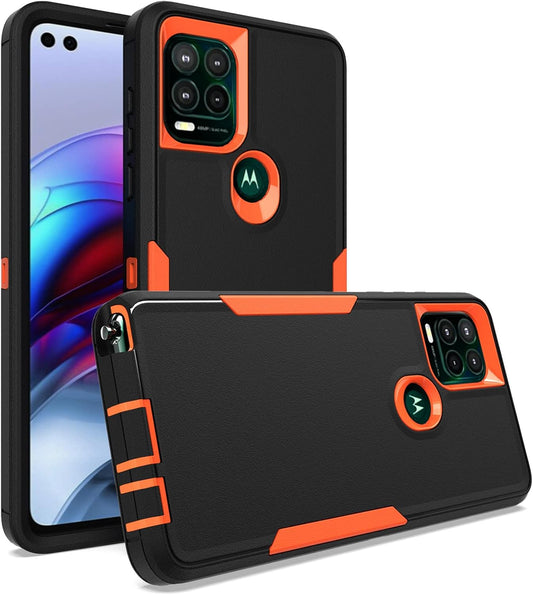 for Moto G Stylus 5G Case, [Military Grade] Shockproof Hybrid Rugged Bumper Protective Cover (Black/Orange)