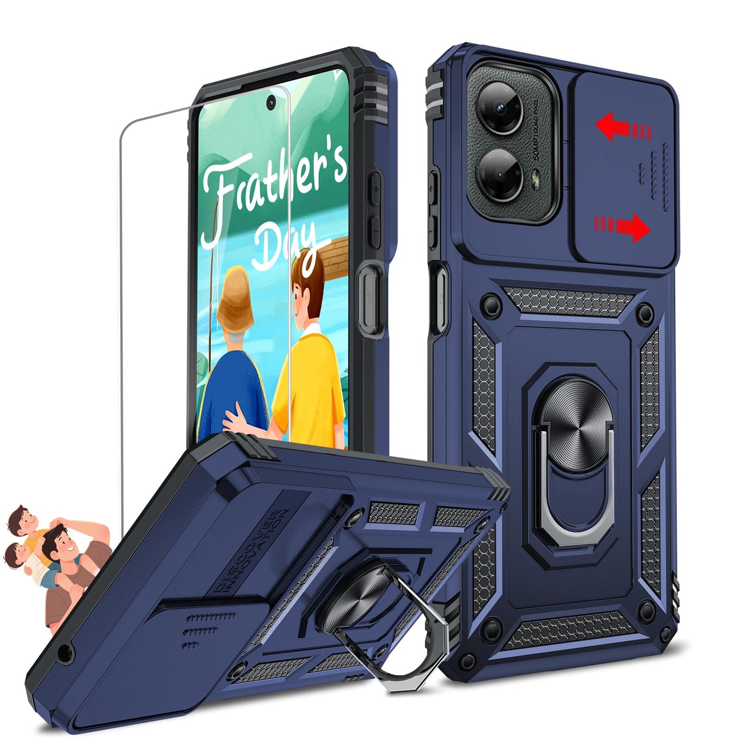 LeYi for Motorola Moto G Stylus 2025-Case: 【𝐍𝐨𝐭 𝐅𝐢𝐭 𝐌𝐨𝐭𝐨 𝐆 𝟐𝟎𝟐𝟓】Moto G Stylus 2026 Case 5G, Slide Camera Cover Screen Protector, Tough Armor Android Unlocked Phone Magnetic Stand, Black