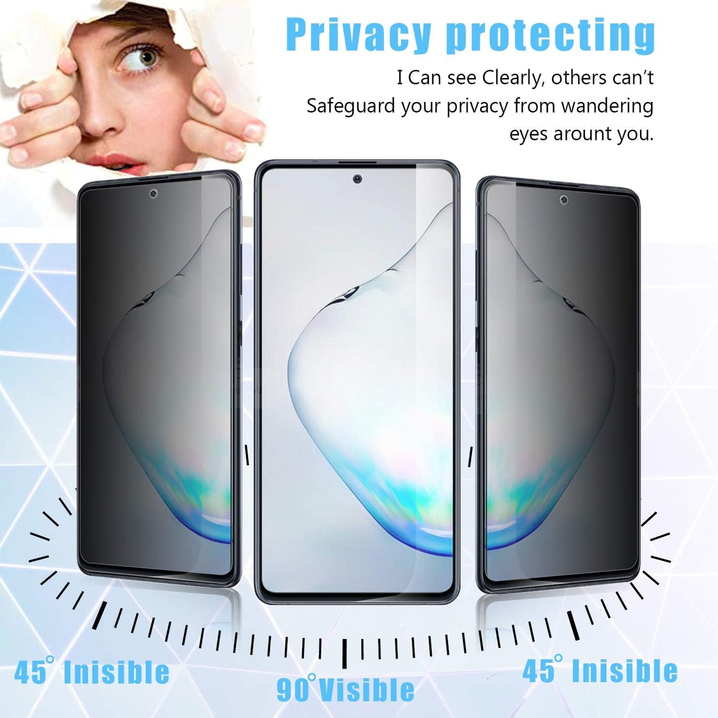 Anbzsign [2 Pack] Samsung Galaxy Note 10 lite / A81 / Galaxy S10 Lite (6.7 inch) Privacy Screen Protector, [Full Coverage] [Case Friendly] Anti-Spy 9H Hardness Tempered Glass
