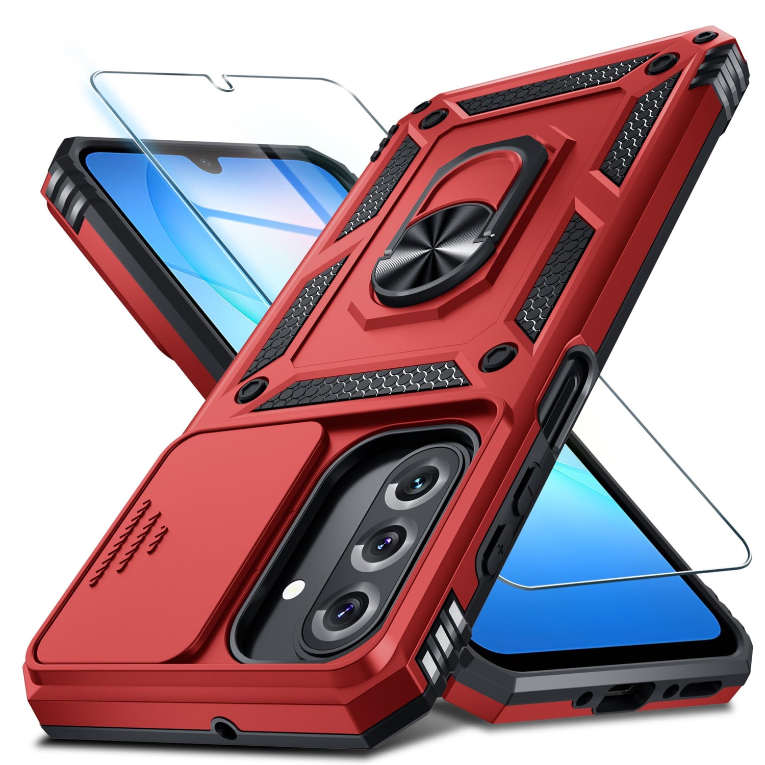 for Samsung Galaxy A37/A36 Case Built in Slide Camera Cover,Black