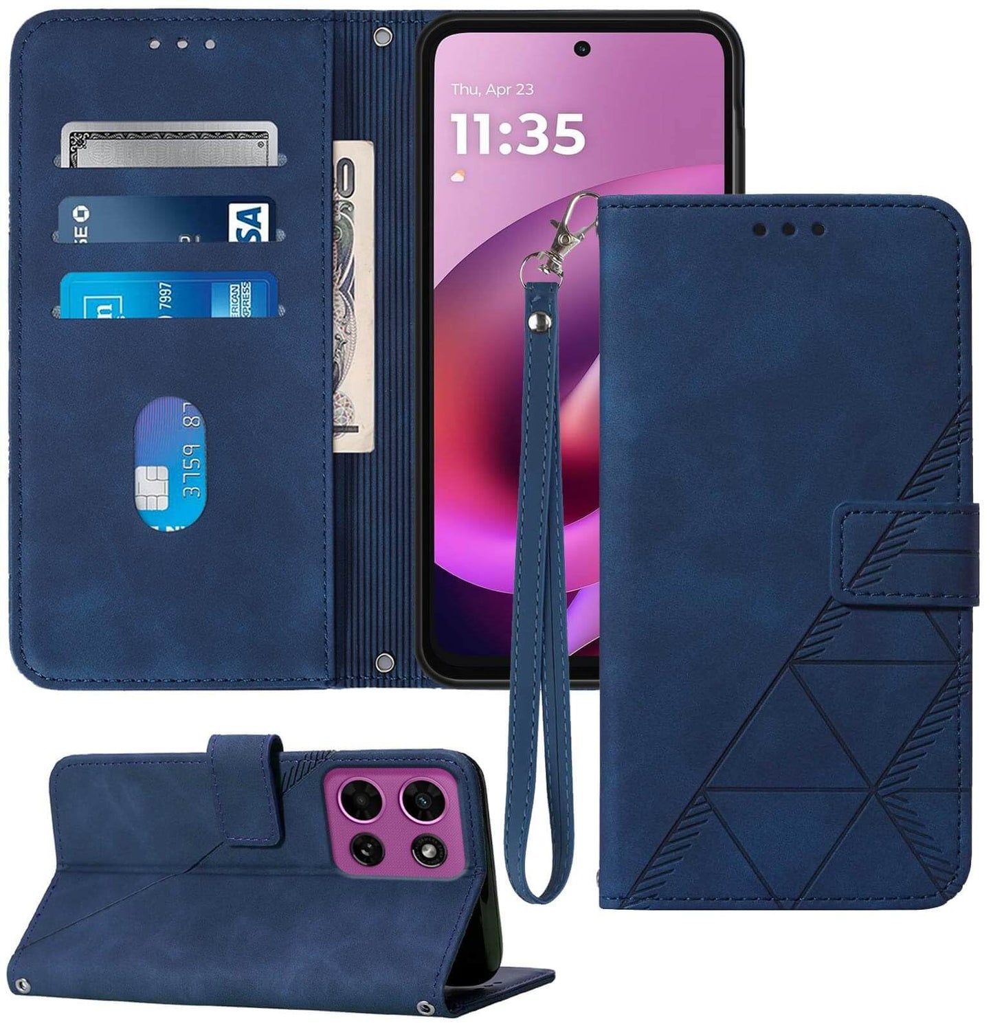 for Moto G Power 2026 Case Wallet, Card Holder Slots, Wrist Strap, TPU Interior Phone Protective, Stand PU Leather Flip Cases Cover for Moto G Power - 2026 (Black)