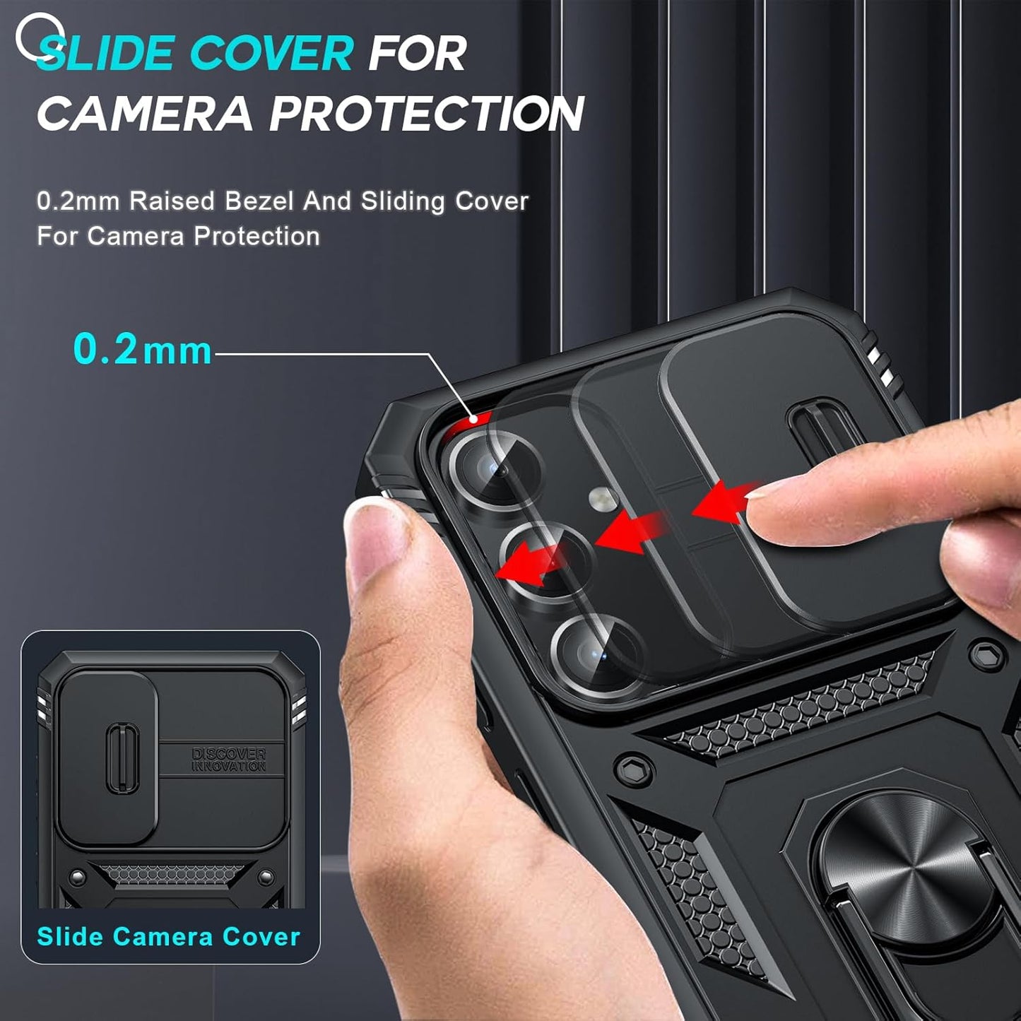 LeYi Compatible for Samsung Galaxy S24-FE Case: [𝗡𝗼𝘁 𝗳𝗶𝘁 𝗦𝟮𝟰 𝟱𝗚] Samsung S24 FE Case with S24FE Screen Protector X2 & Magnetic Stand, Military-Grade Cell Galaxy S 24 FE Phone, Black